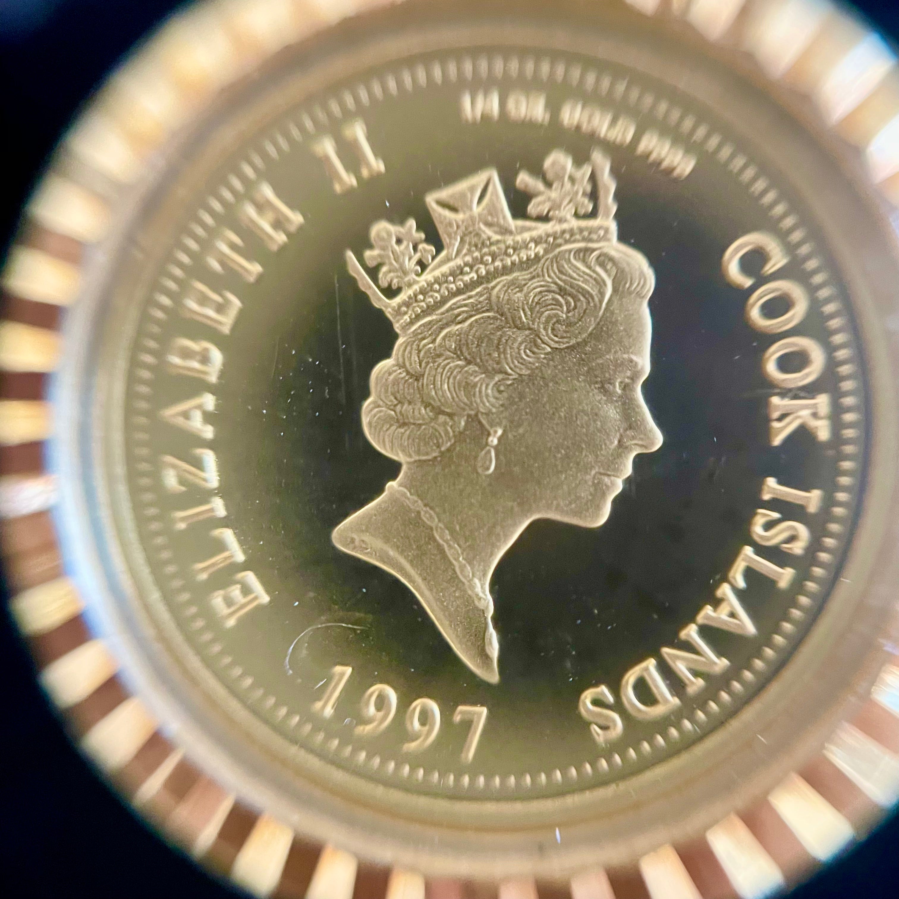 ノンブランド _ダイアナ金貨 1/4oz_ペンダントトップ_K18枠/ガラス付き/15g_中古品