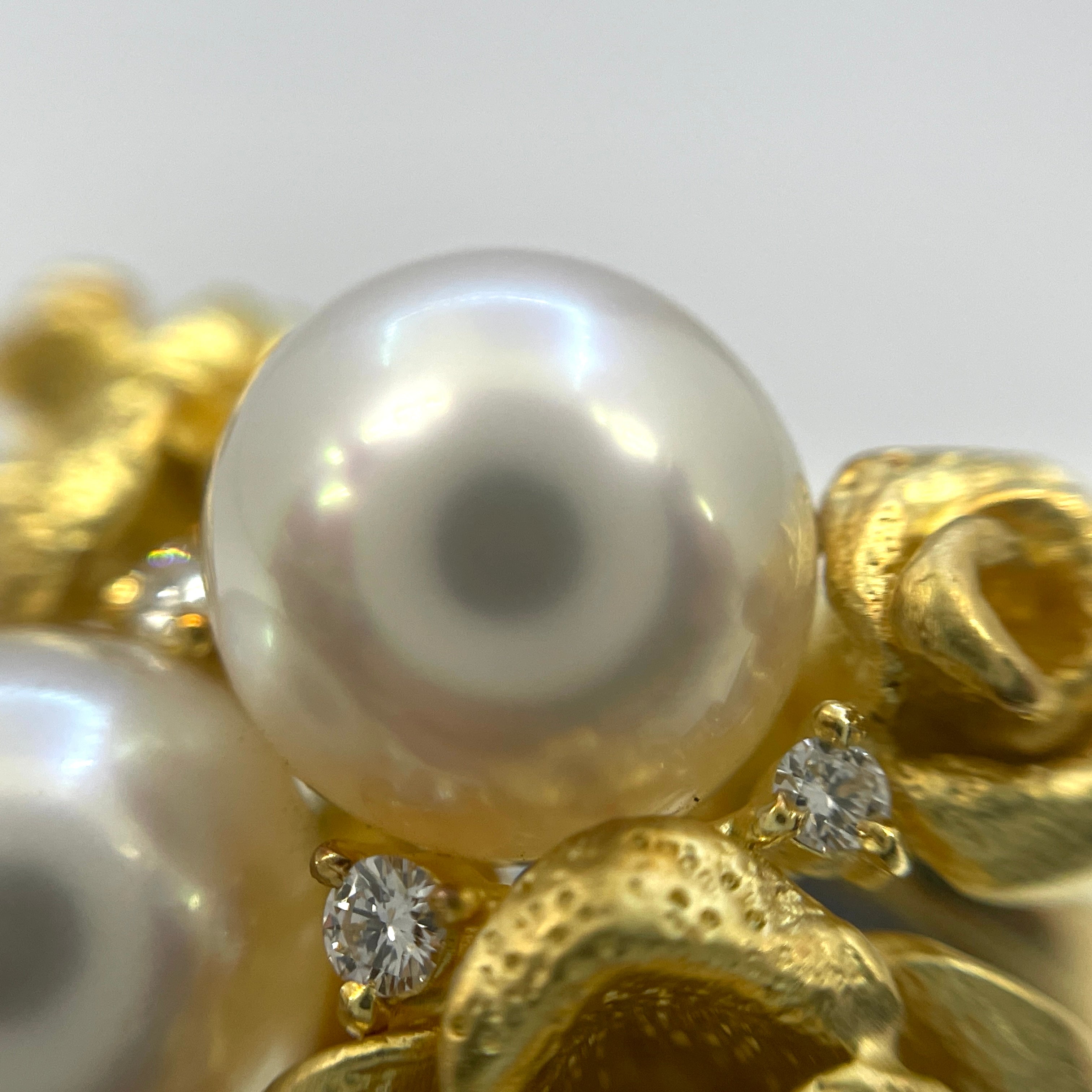 【送料無料】_ノンブランド_K18 パール約9mm×2_ダイヤモンド0.08ct_15.1g リング(指輪)_中古品