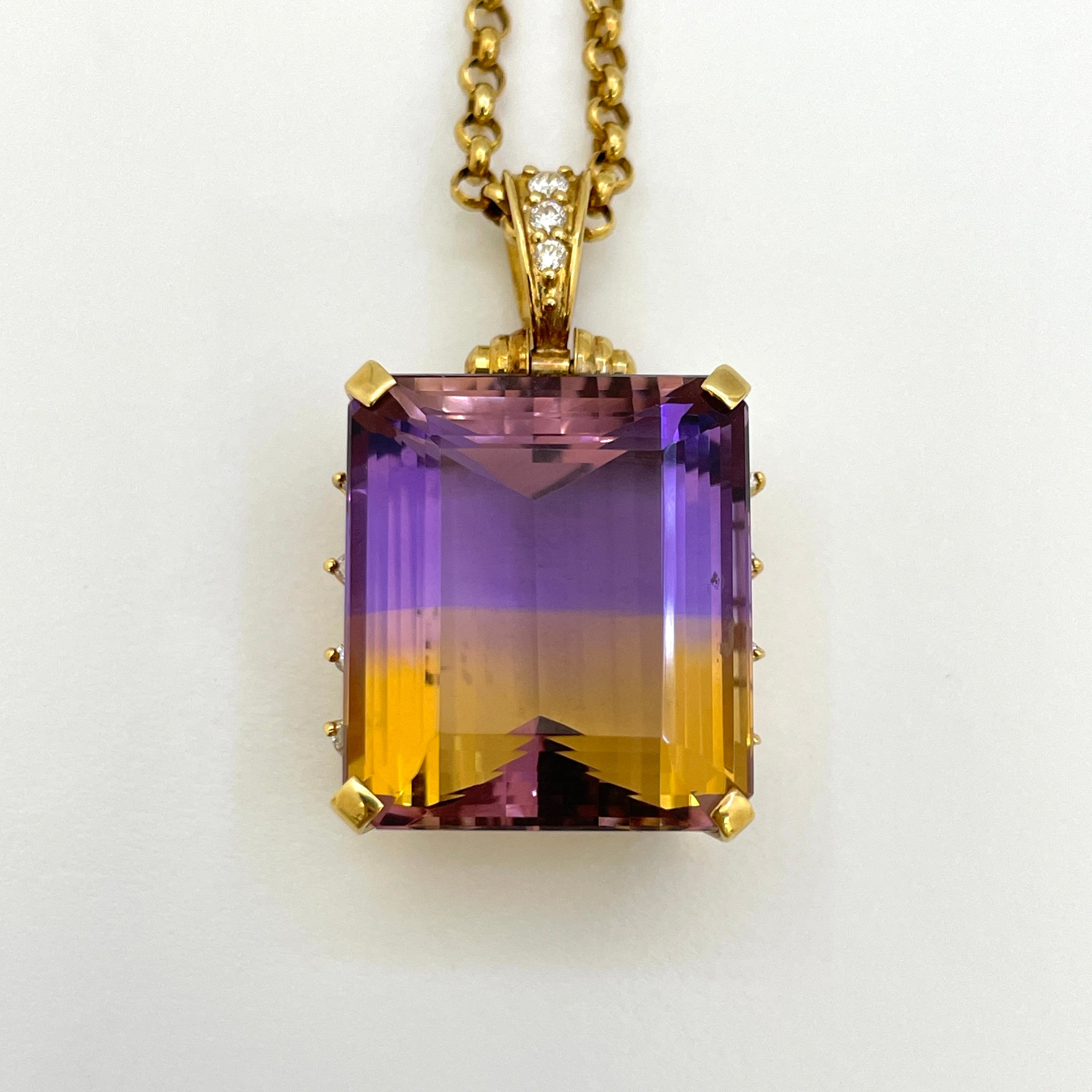 【送料無料】_ノンブランド_K18 アメトリン30.62ct FD0.25ct_17.7g 50cm ネックレス_中古品