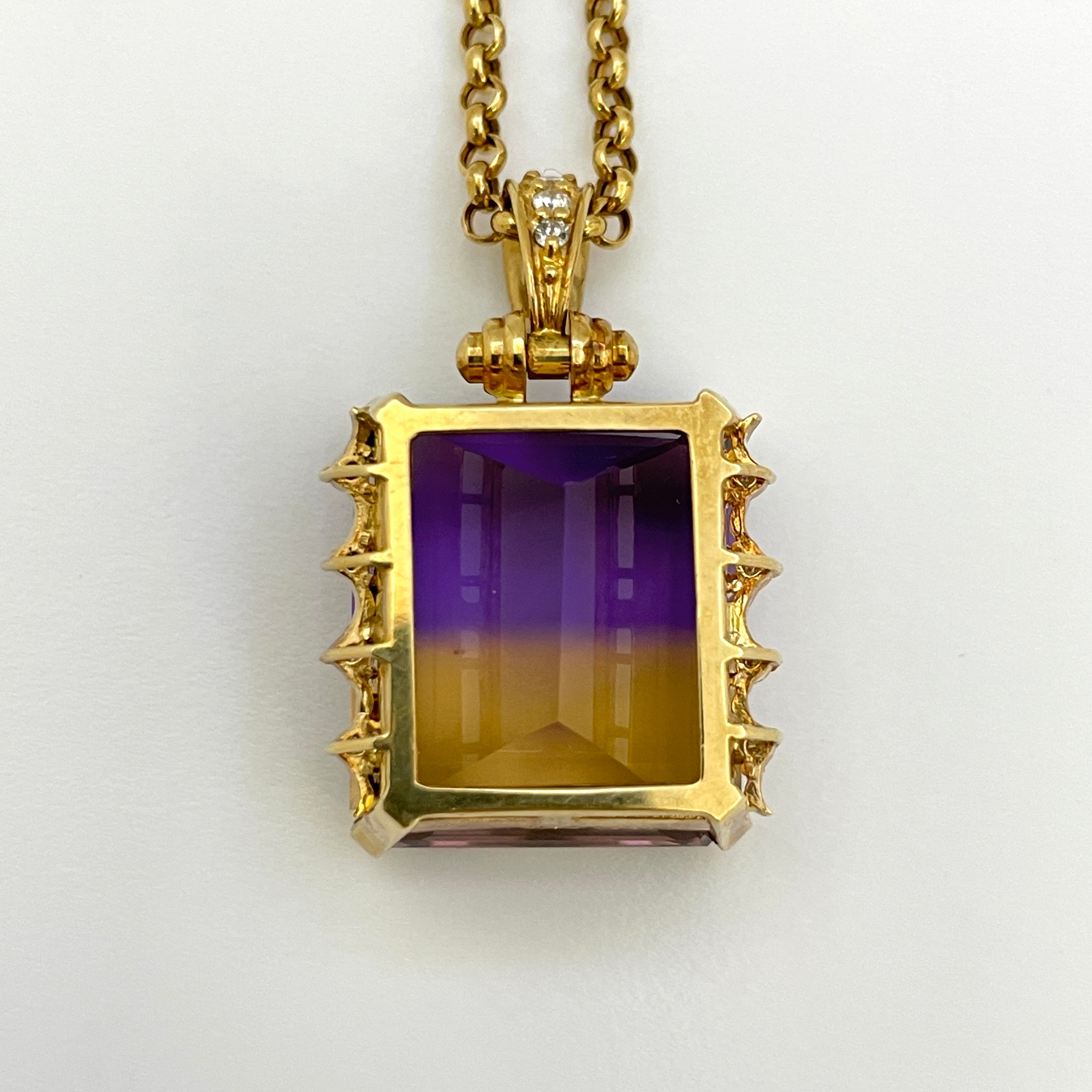 【送料無料】_ノンブランド_K18 アメトリン30.62ct FD0.25ct_17.7g 50cm ネックレス_中古品