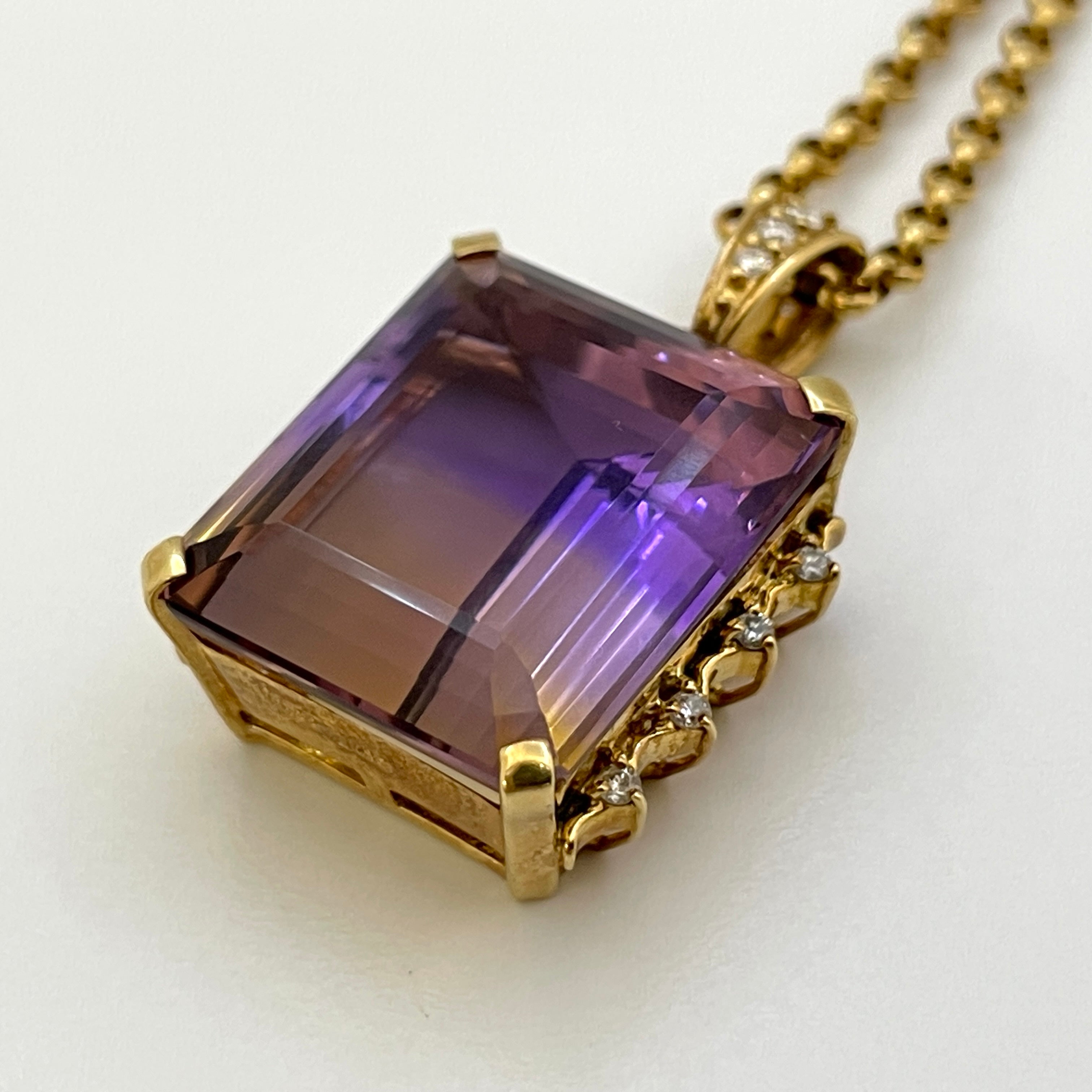 【送料無料】_ノンブランド_K18 アメトリン30.62ct FD0.25ct_17.7g 50cm ネックレス_中古品