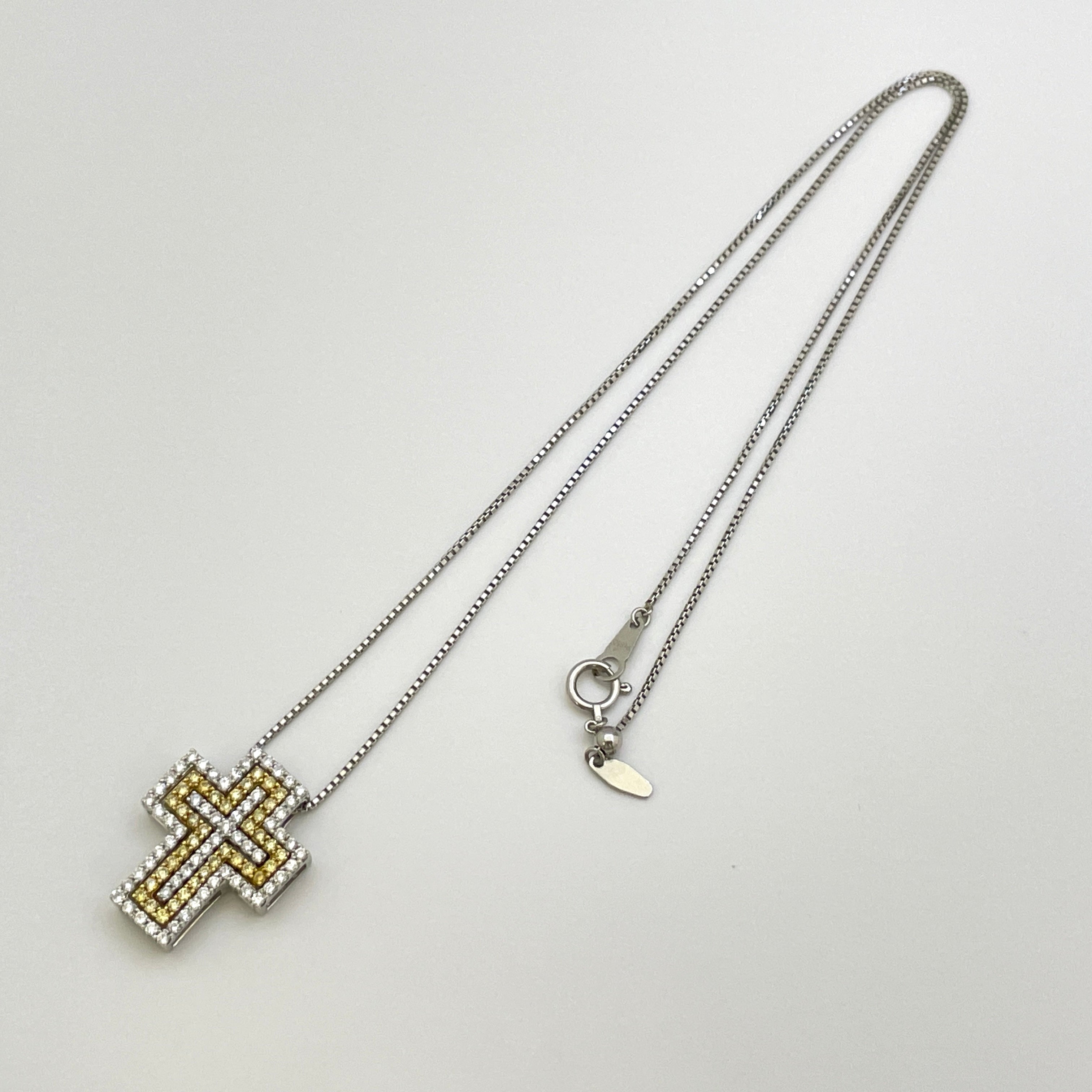 ノンブランド_トップ 18K 750 ダイヤモンド_チェーン PT850_総重量8.7g 45cm_ネックレス_中古品