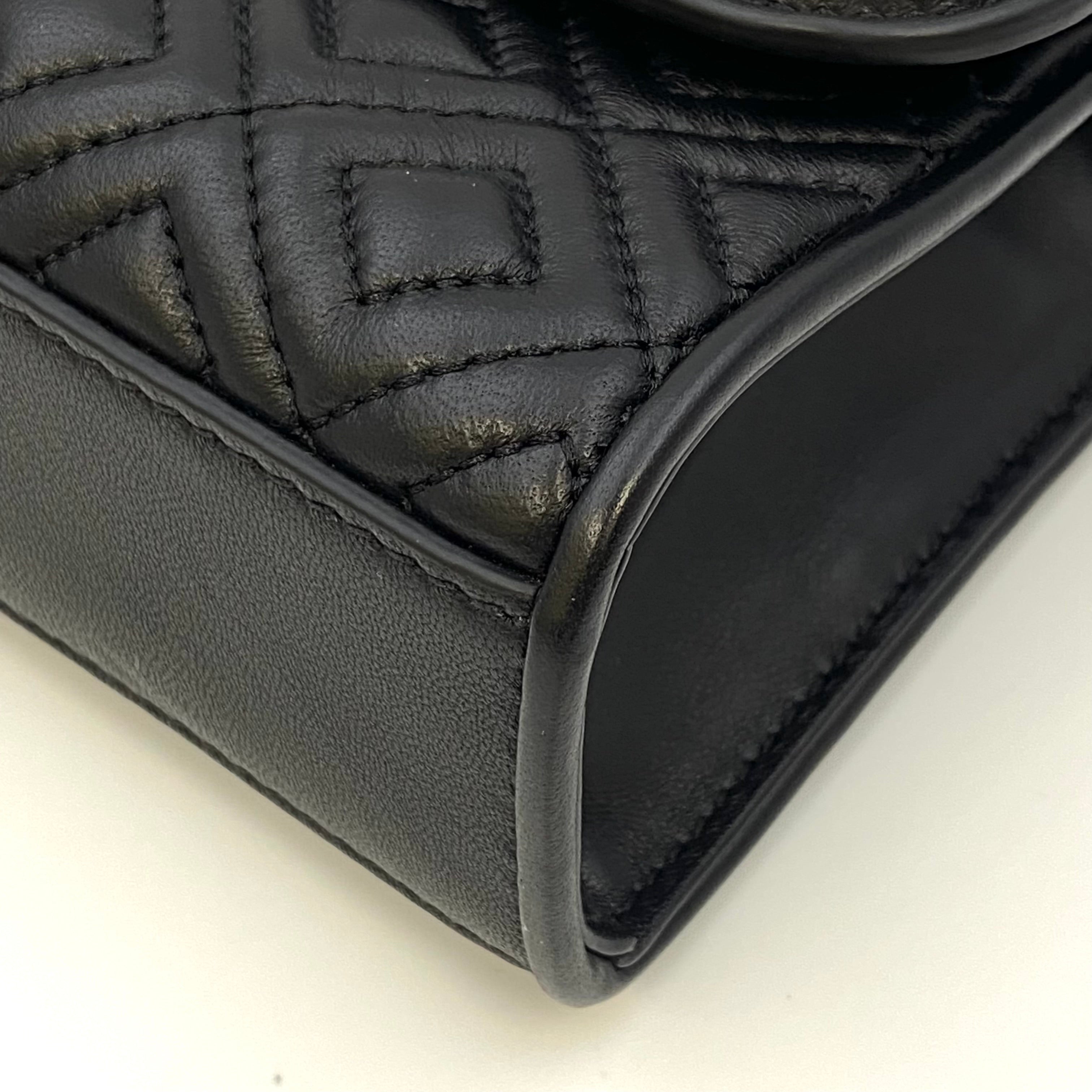 TORY BURCH_(トリーバーチ)_キルティング レザー_ブラック/ゴールド金具_チェーンショルダー_中古品