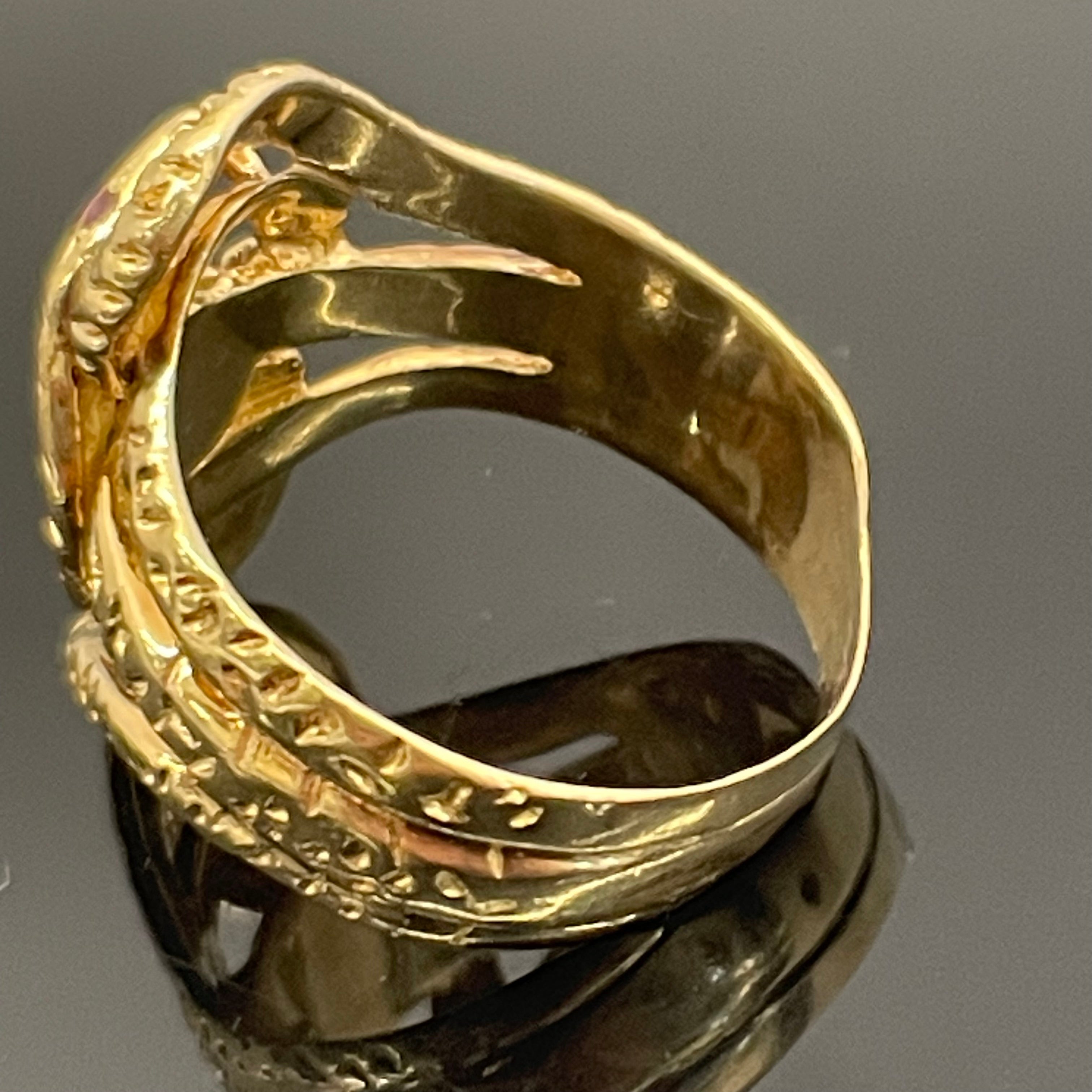 ノンブランド_K18双蛇モチーフリング_12g/#21号_中古品