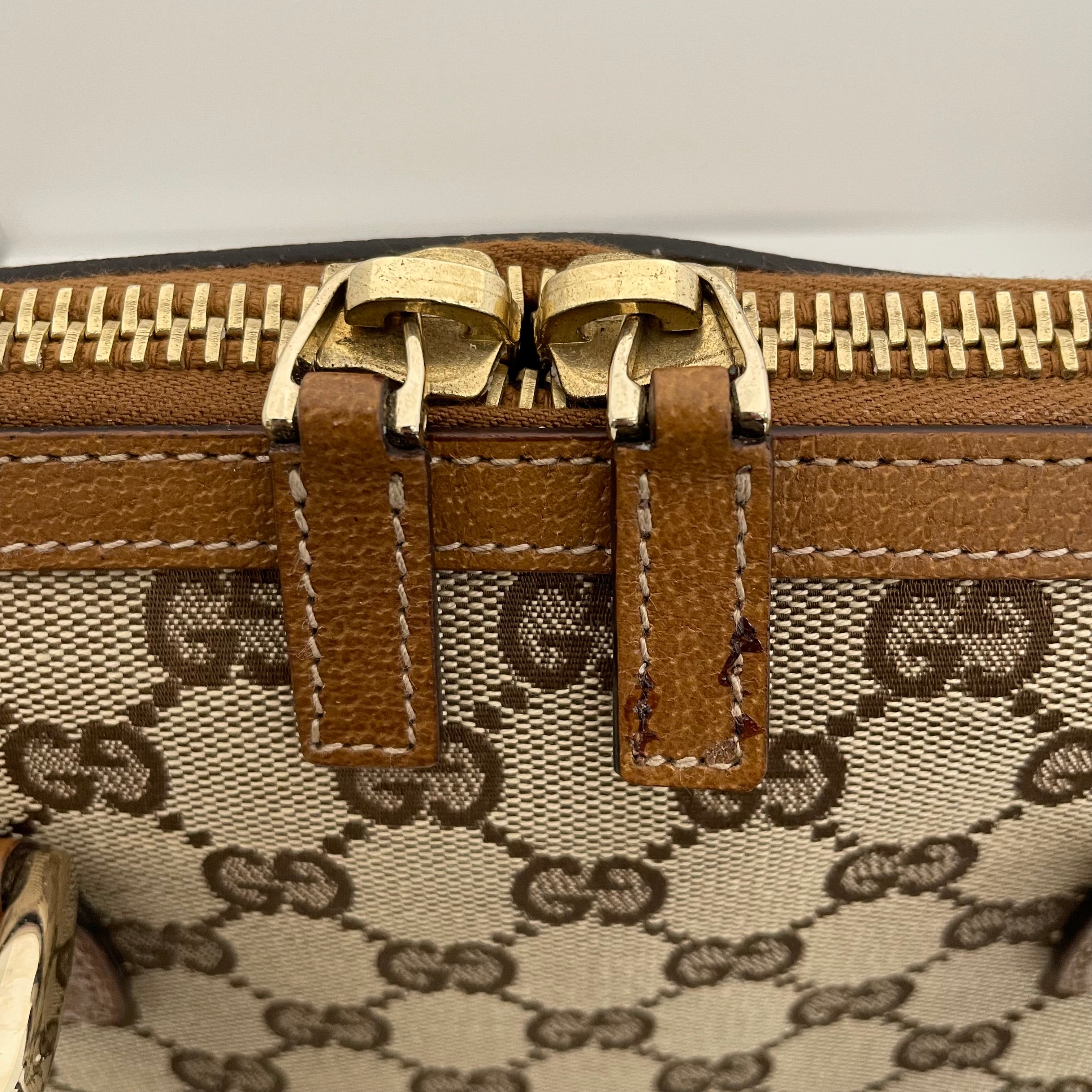 GUCCI_(グッチ)_GGキャンバス _ブラウンレザー _ハンドバッグ131023_中古品