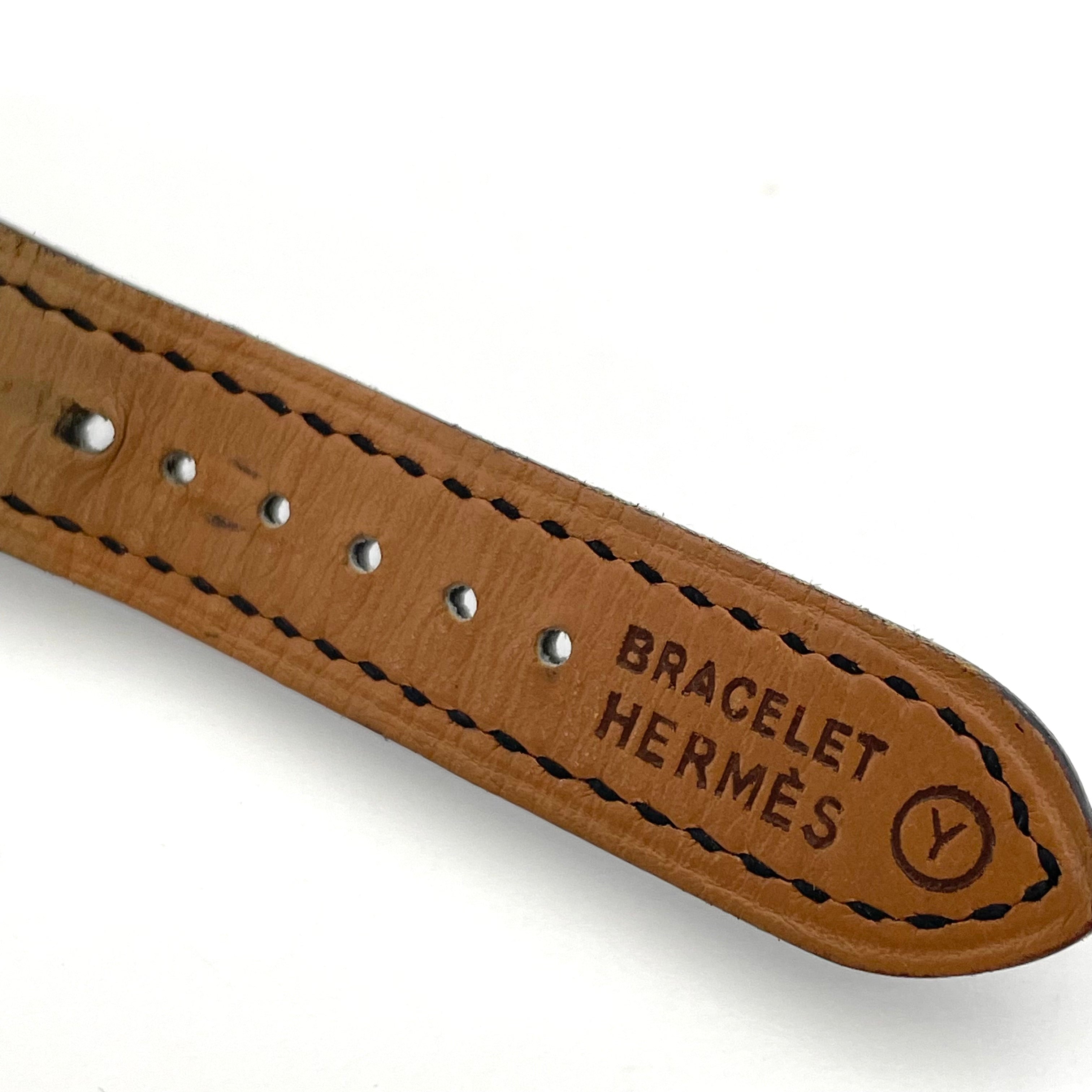 HERMES_(エルメス) _メドール _レディス腕時計_ゴールド/白文字盤 _黒レザーベルト_中古品