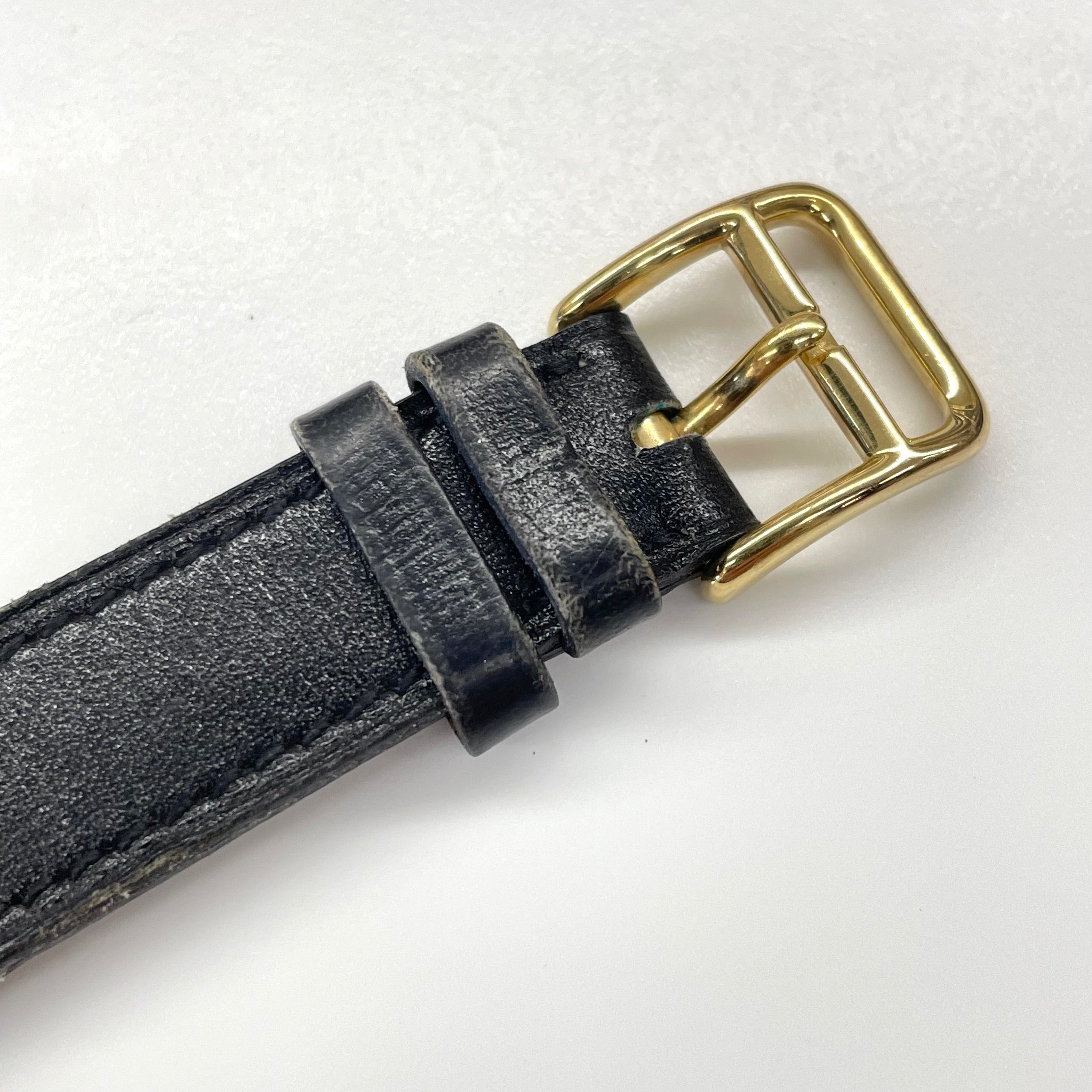 HERMES_(エルメス) _メドール _レディス腕時計_ゴールド/白文字盤 _黒レザーベルト_中古品