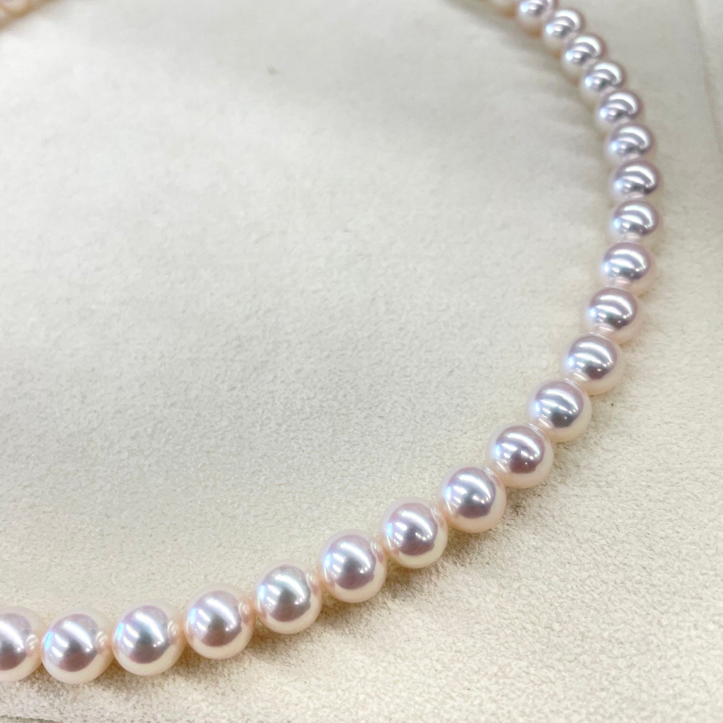 MIKIMOTO_(ミキモト)_パールネックレス _7.5〜8.0㎜/43cm/留金SV _オーロラロゼ_真科研鑑定書付き_中古品