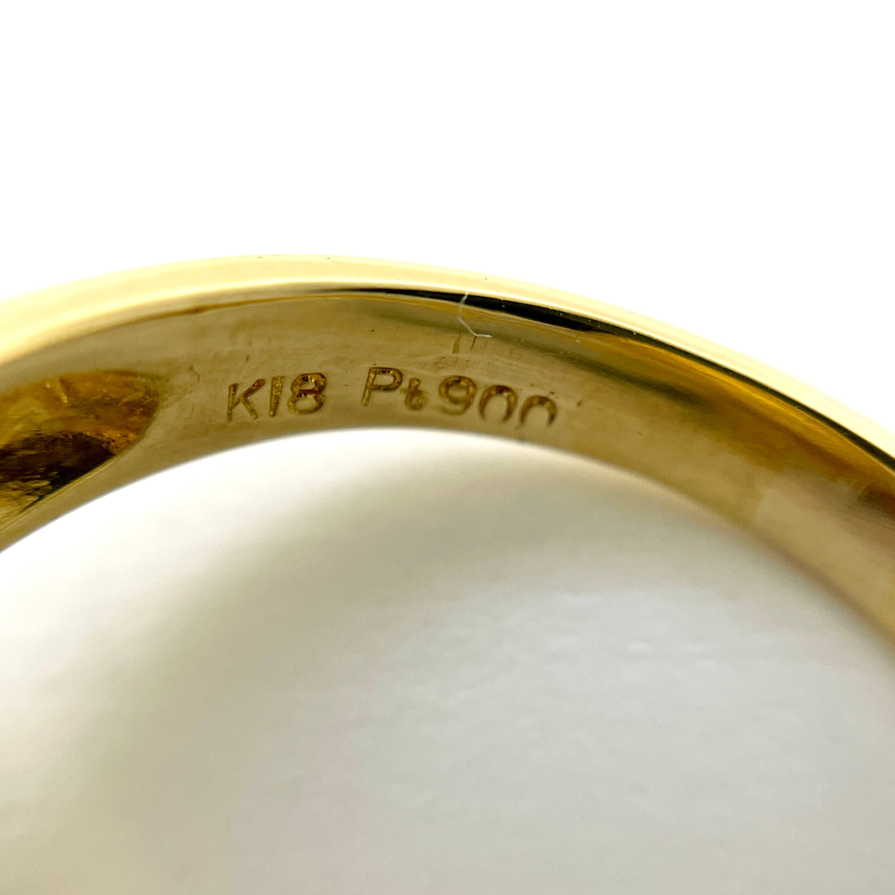 【送料無料】_ノンブランド_ダイヤモンドリング_K18/Pt900コンビ FD0.65ct 6.4g_中古品