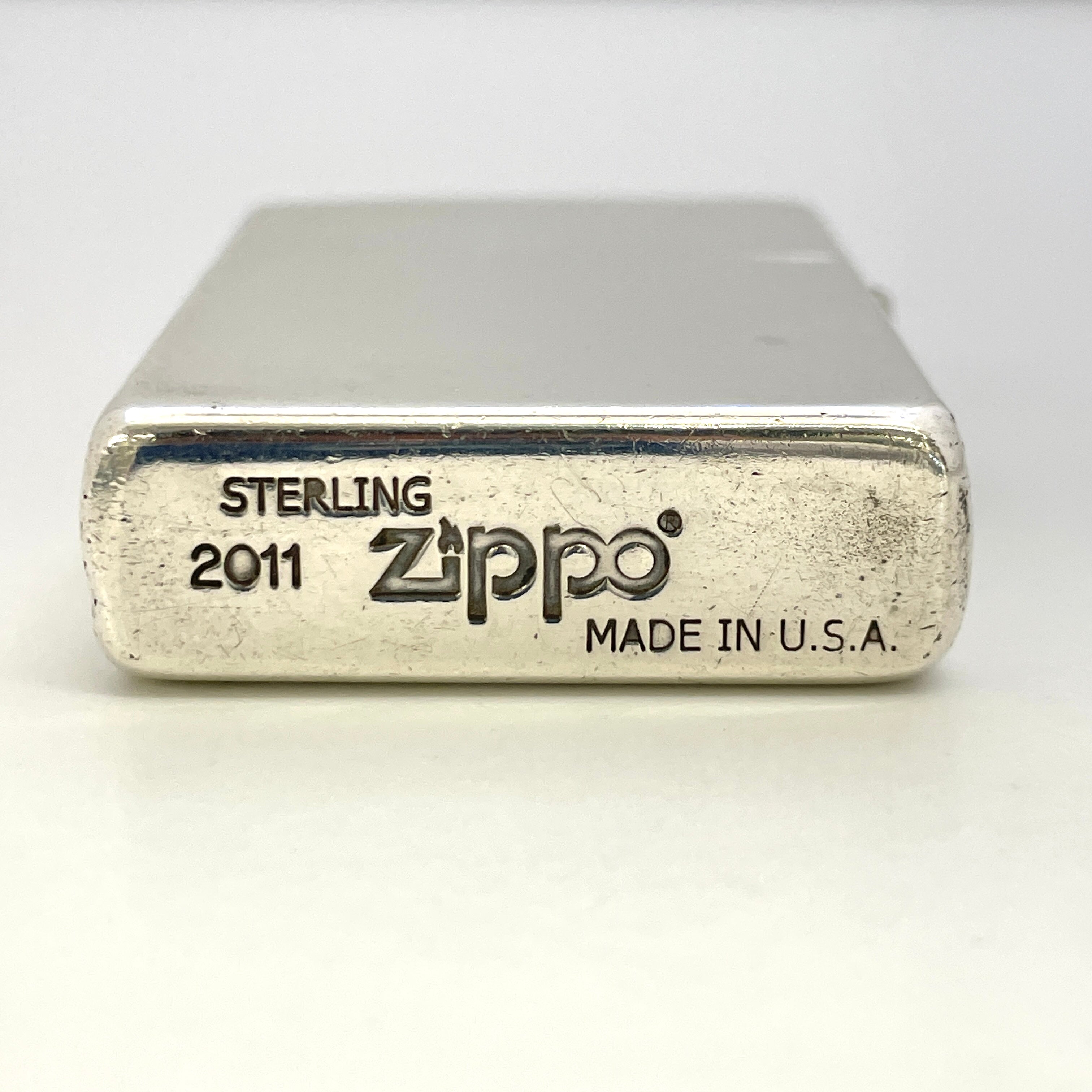 【送料無料】_Zippo_(ジッポ)_オイルライター_STERLING SILVER 無地 2011_中古品
