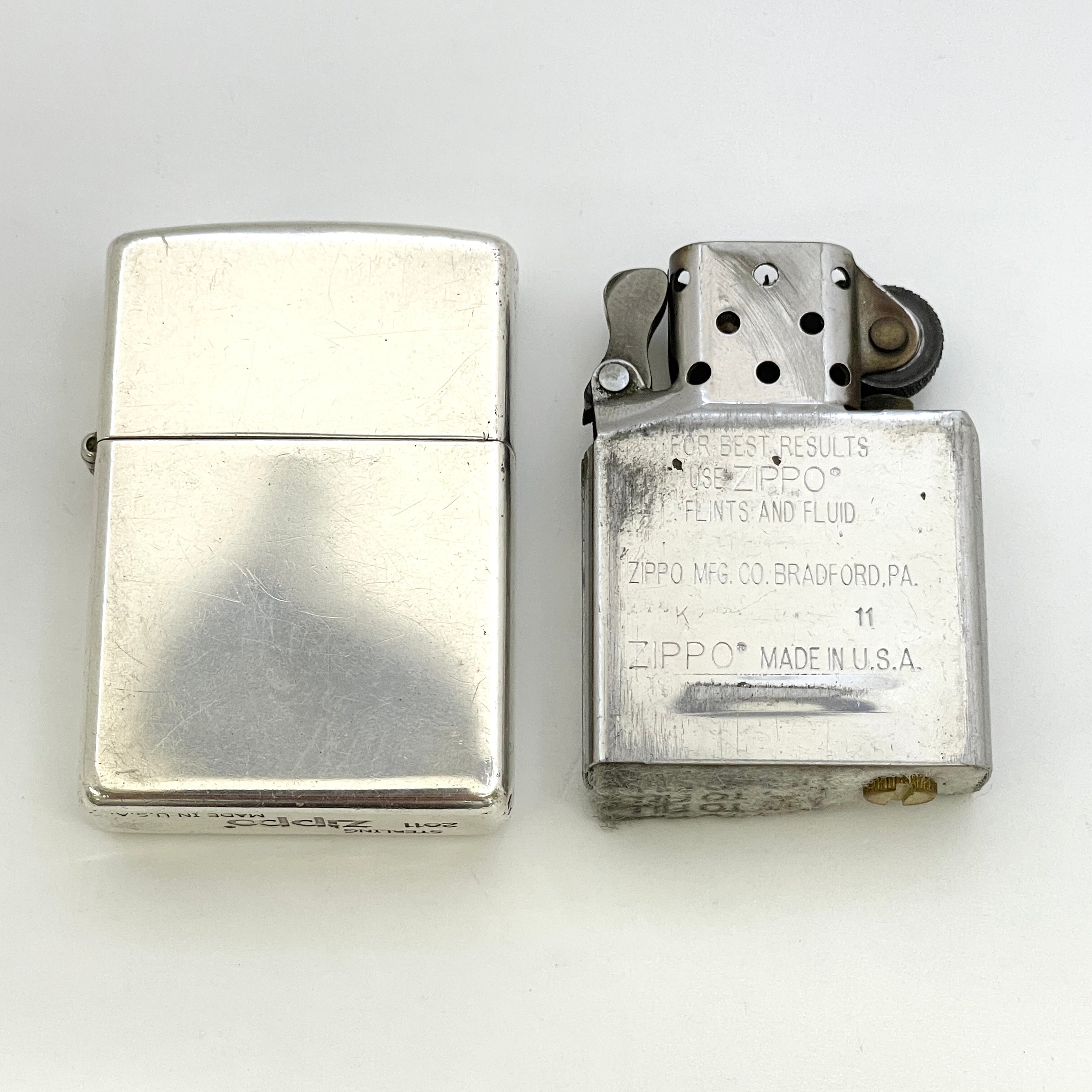 【送料無料】_Zippo_(ジッポ)_オイルライター_STERLING SILVER 無地 2011_中古品