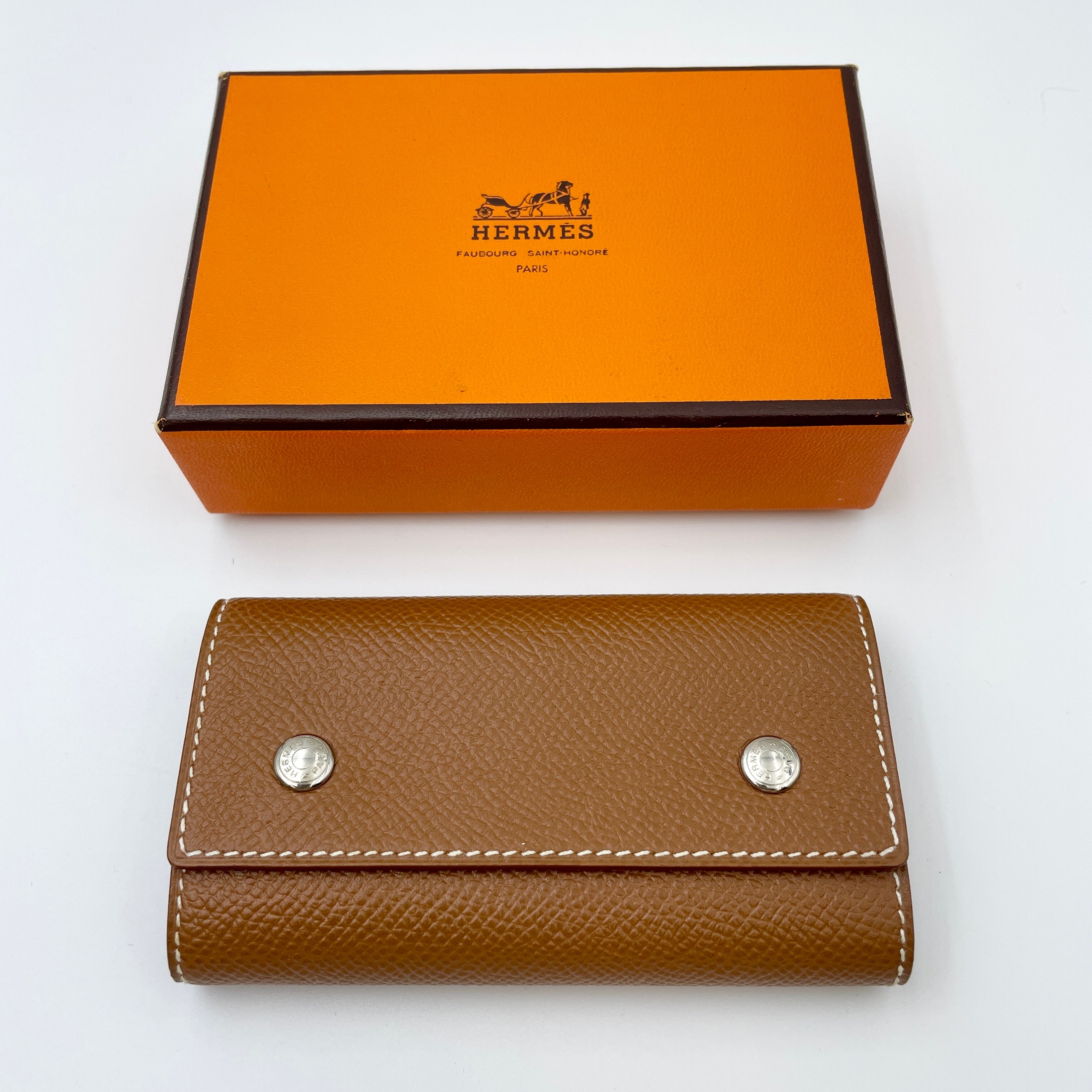 【送料無料】_HERMES _(エルメス)_キーケース エテュイクレ6_ブラウン/エプソン シルバー金具_未使用品