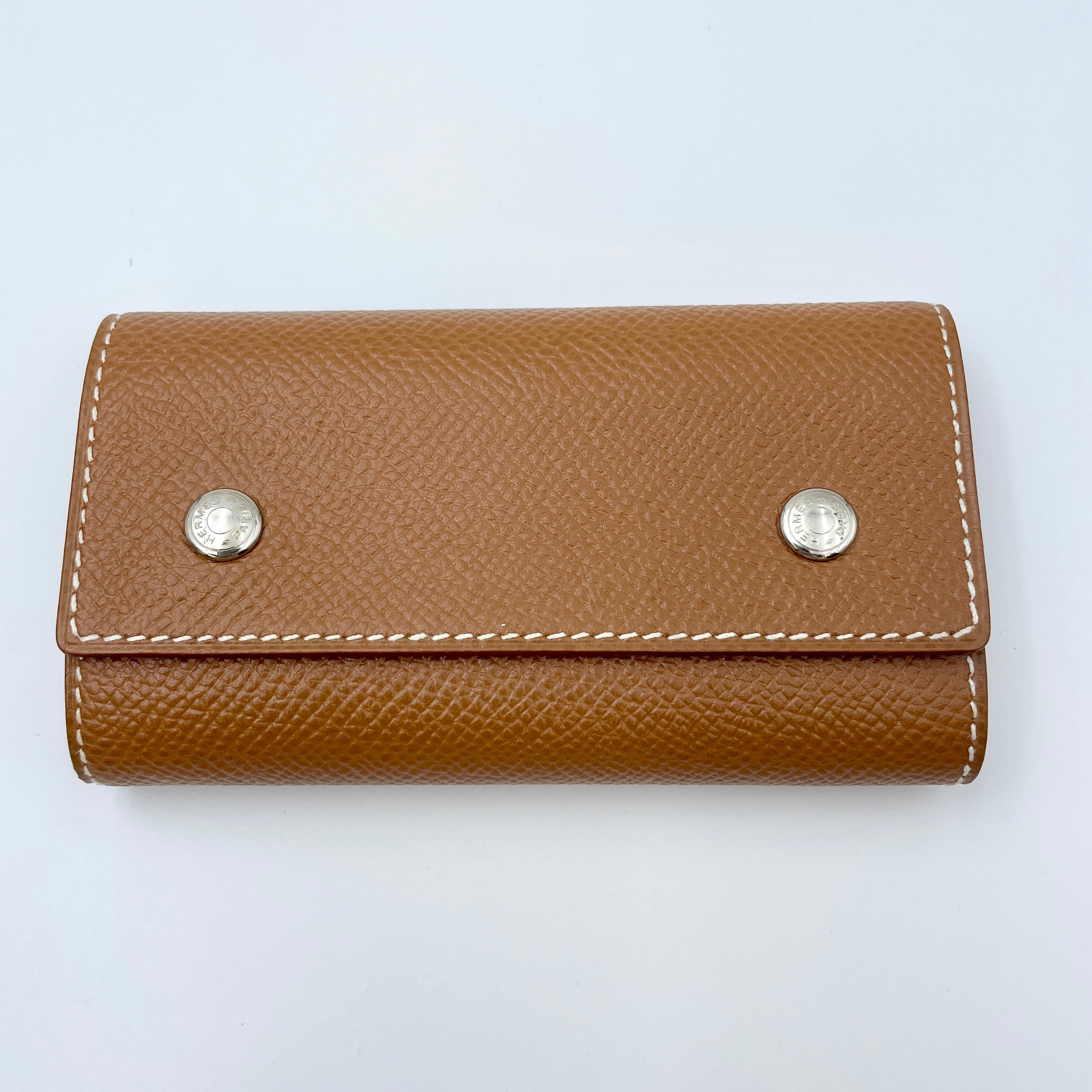 【送料無料】_HERMES _(エルメス)_キーケース エテュイクレ6_ブラウン/エプソン シルバー金具_未使用品