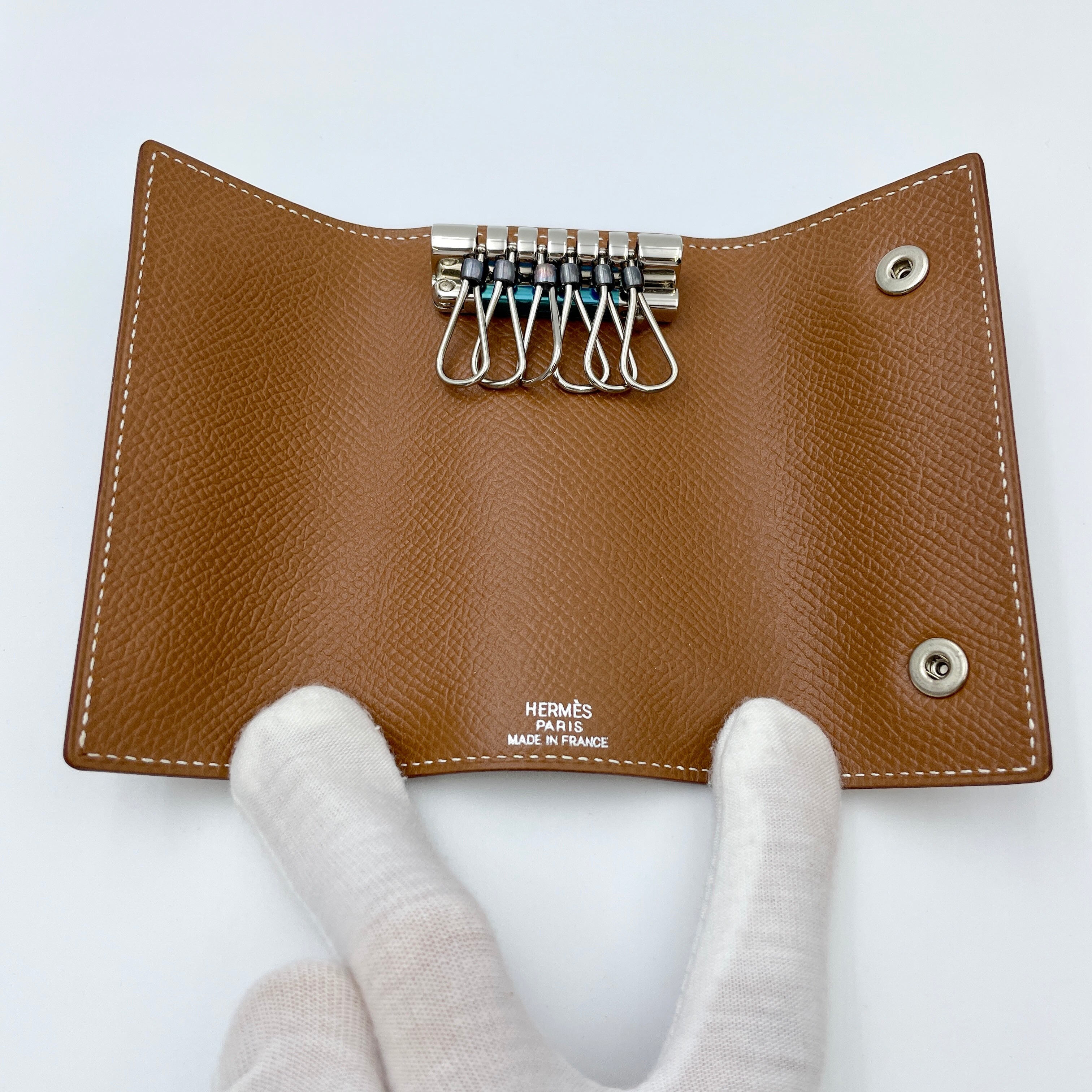 【送料無料】_HERMES _(エルメス)_キーケース エテュイクレ6_ブラウン/エプソン シルバー金具_未使用品