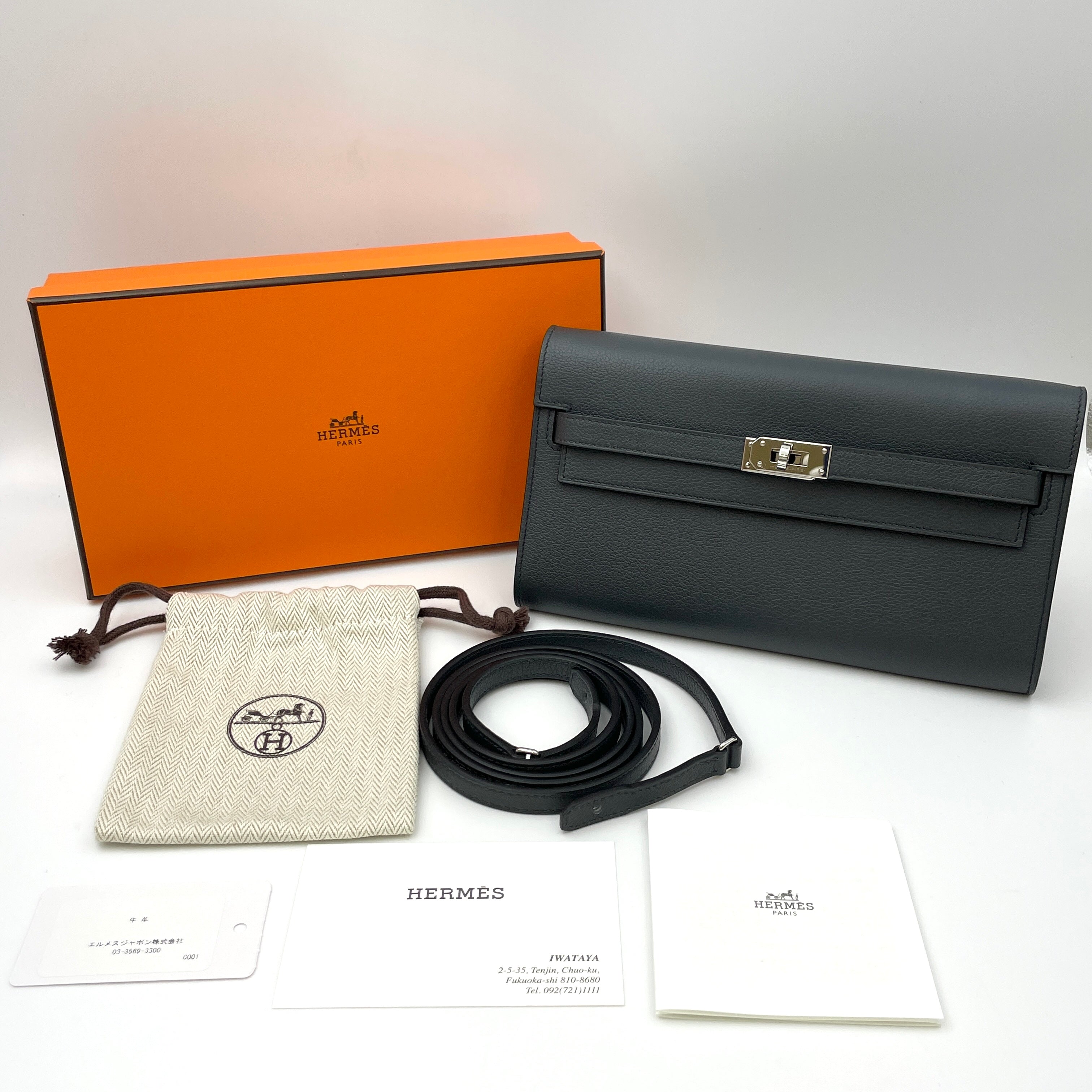 【送料無料】_ HERMES_(エルメス)_ケリーロングトゥーゴー_ エヴァ/アルドワーズ_ シルバー金具_ 中古品