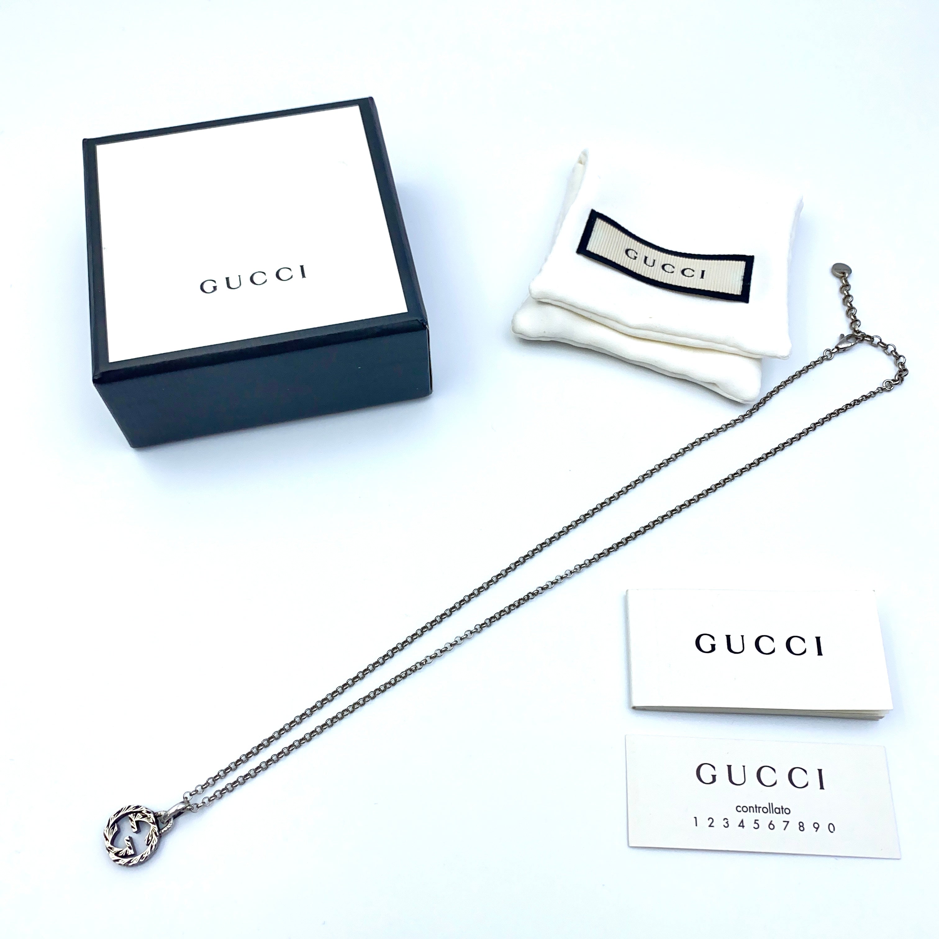 GUCCI<BR>(グッチ)_ インターロッキング_ペンダント ネックレス 455535_中古品