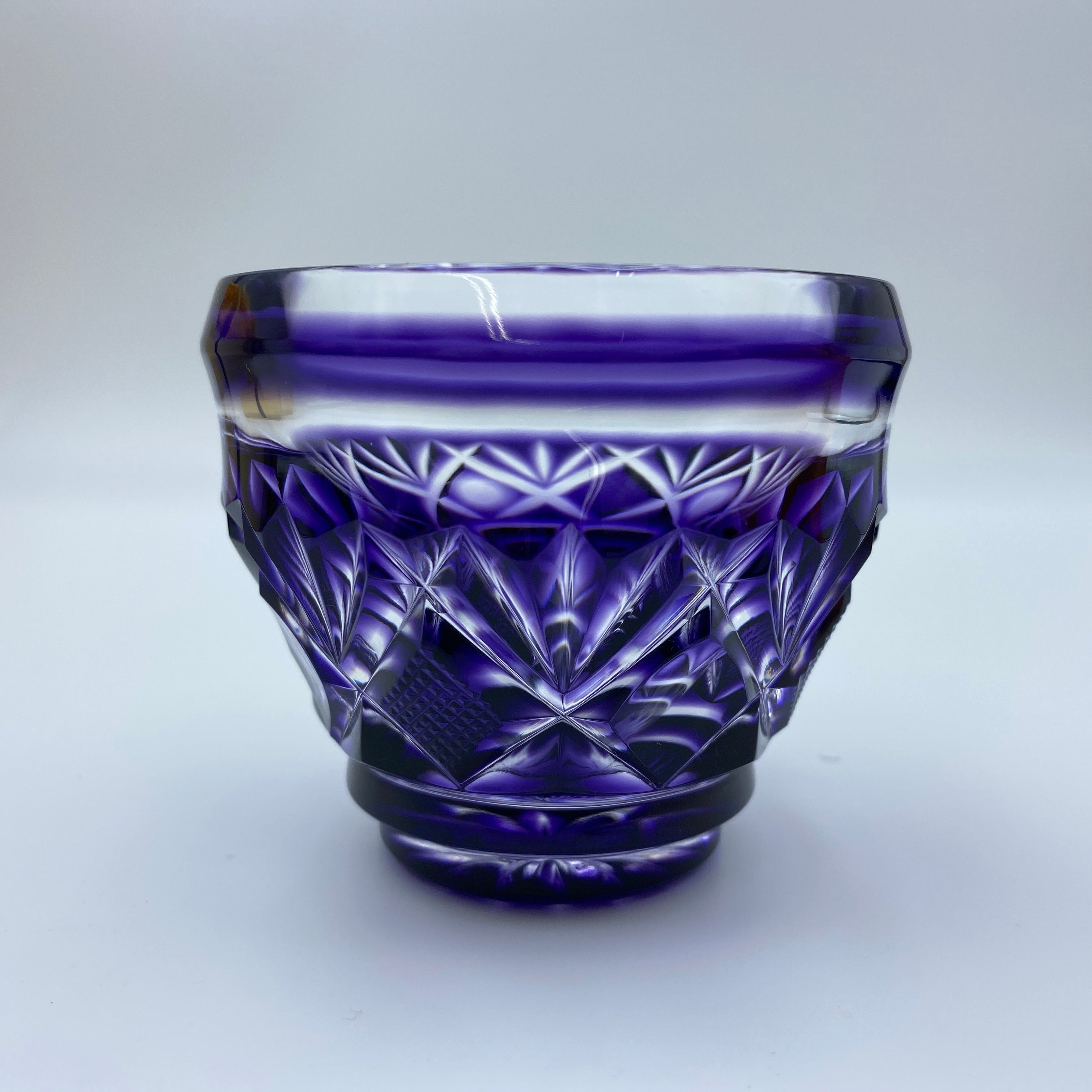 薩摩びーどろ工芸 作_薩摩切子 色被せガラス_切子ロックグラス揃_中古品