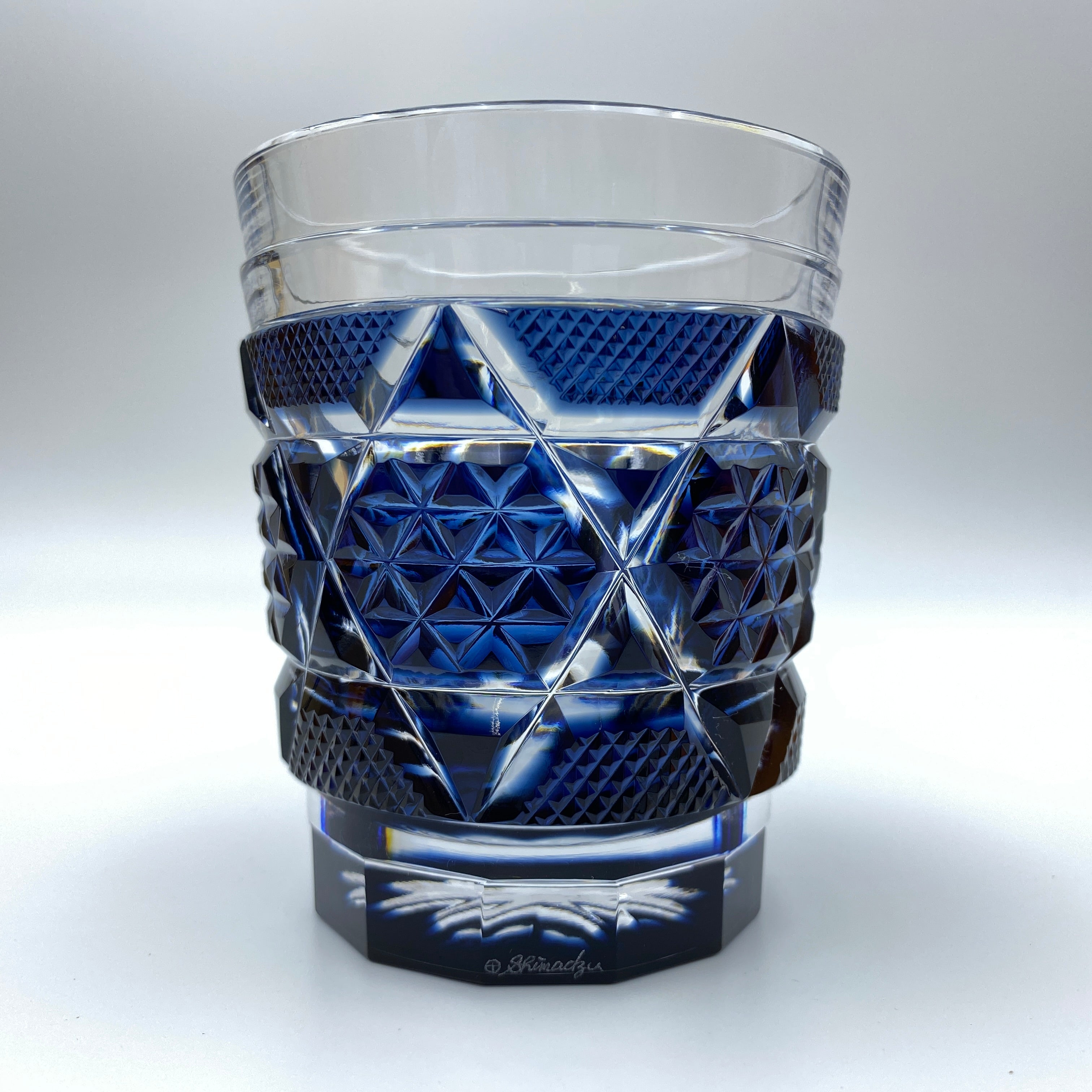 薩摩ガラス工芸 作_創作 島津薩摩切子_色被せガラス_オールドファッションズタンブラー_中古品