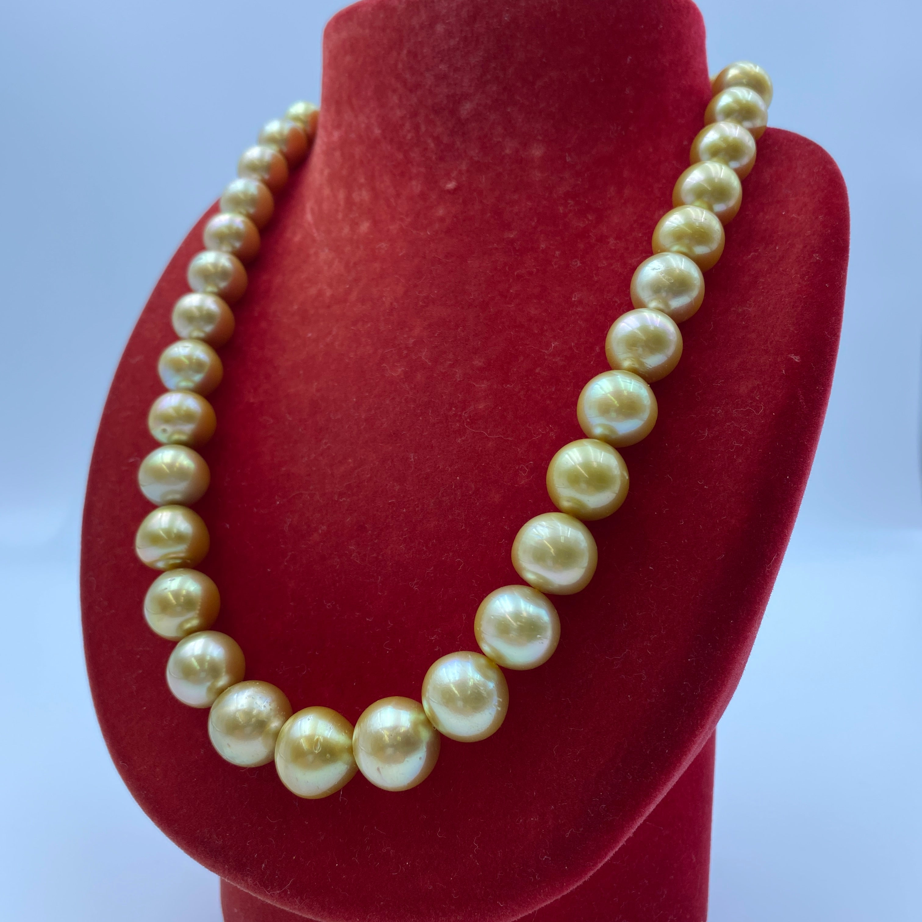 【送料無料】_ノンブランド_ゴールデンパール_ネックレス 11〜13.8㎜_中古品