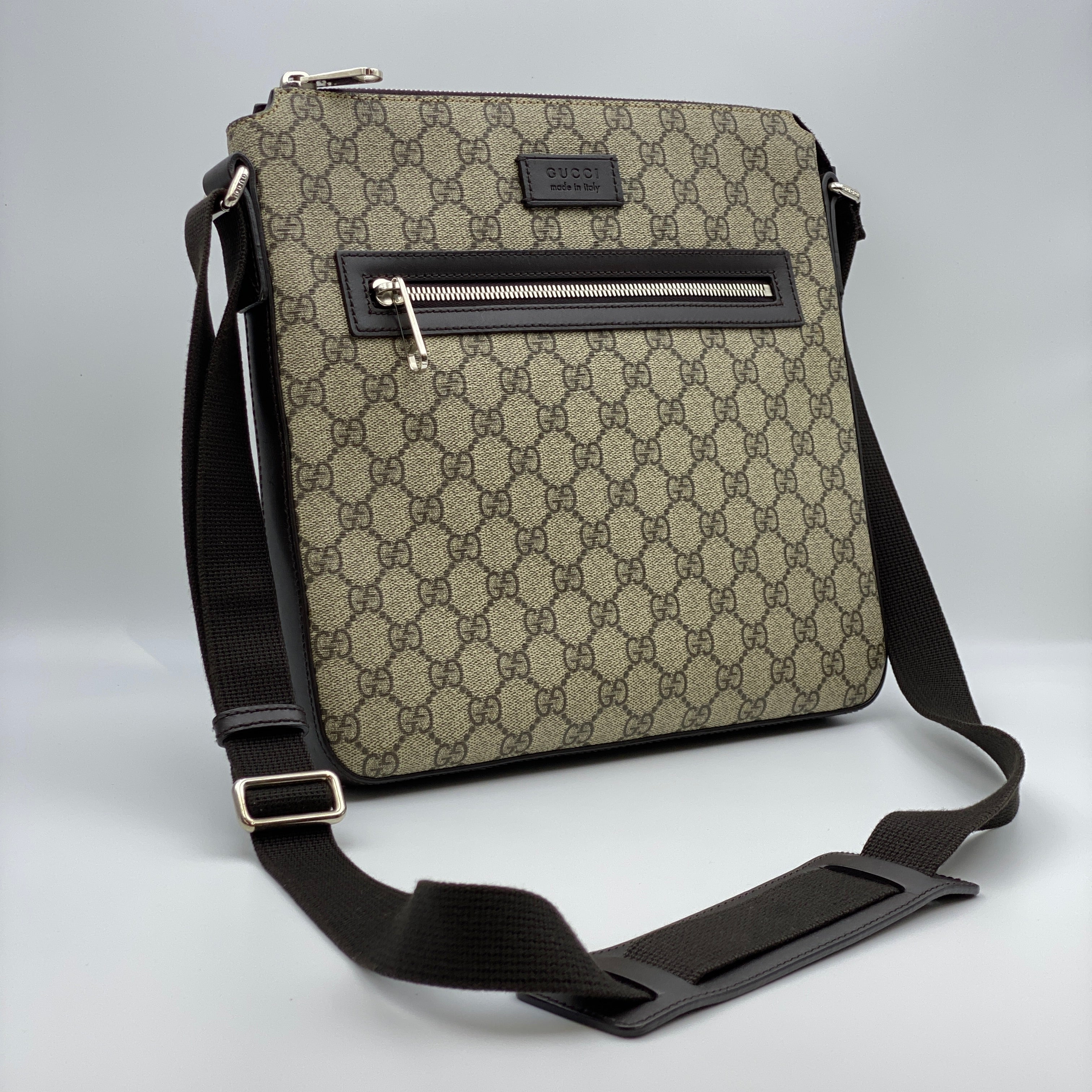 【送料無料】_ GUCCI_(グッチ)_GGスプリームショルダーバッグ _PVCベージュ/ダークブラウン406408_中古品