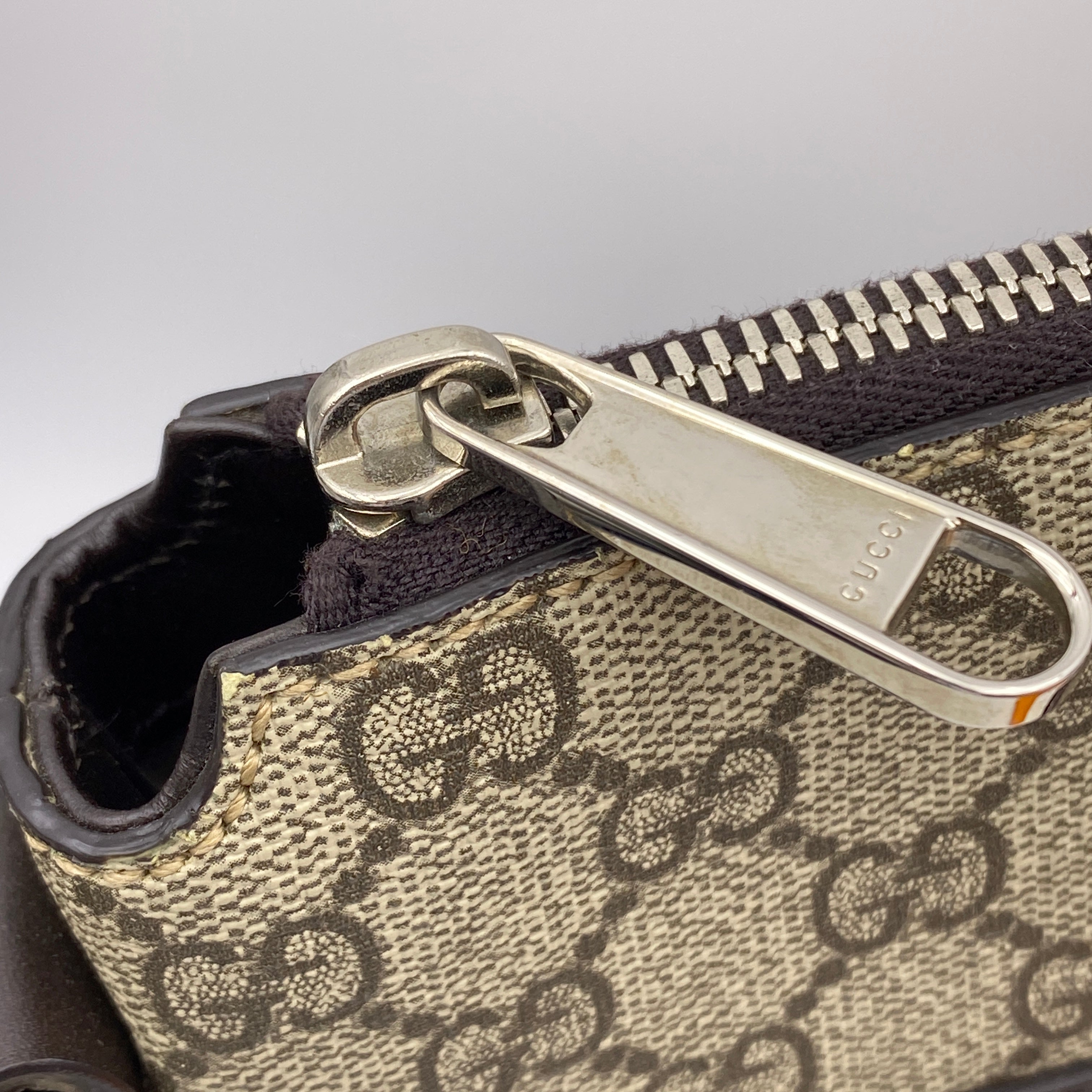 【送料無料】_ GUCCI_(グッチ)_GGスプリームショルダーバッグ _PVCベージュ/ダークブラウン406408_中古品