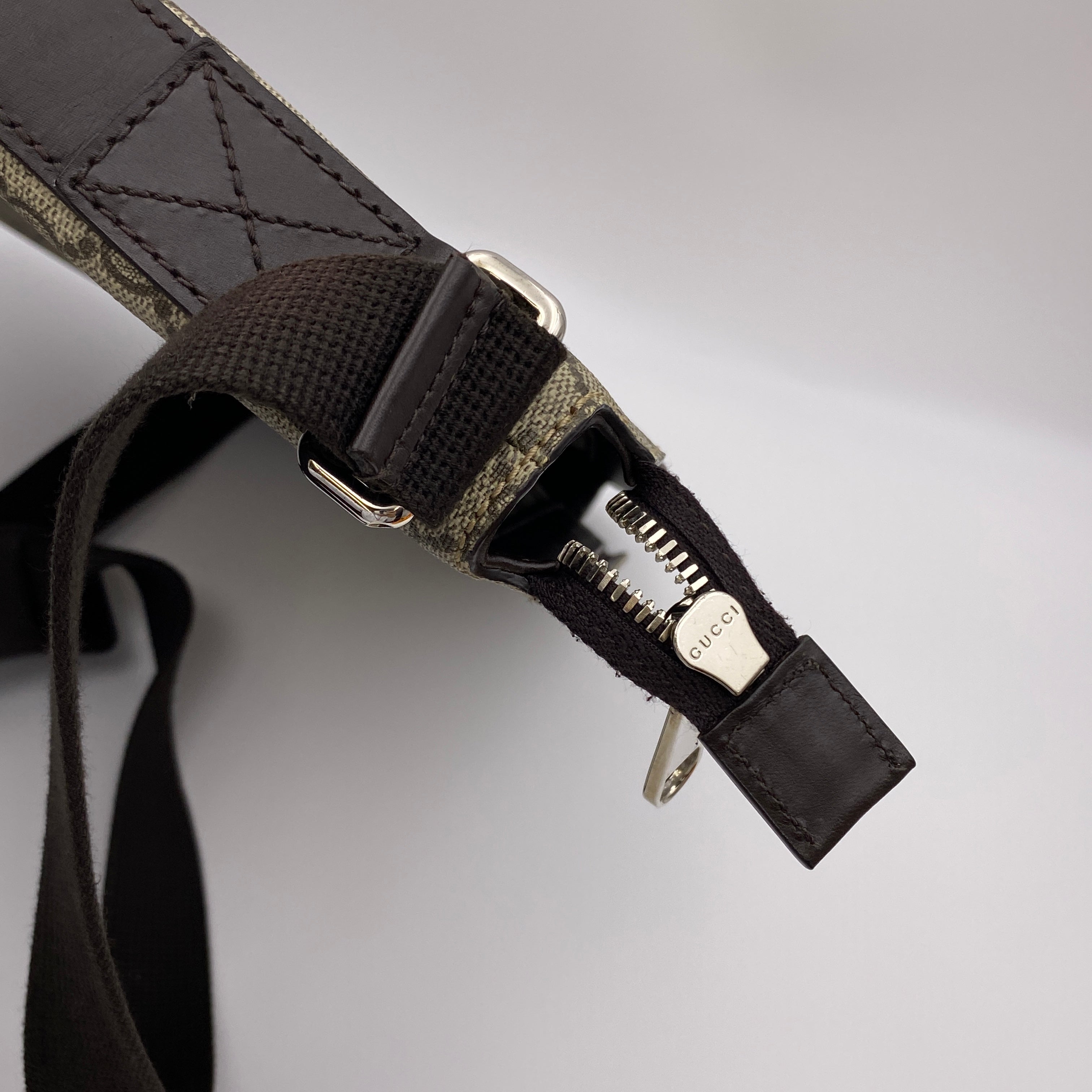 【送料無料】_ GUCCI_(グッチ)_GGスプリームショルダーバッグ _PVCベージュ/ダークブラウン406408_中古品