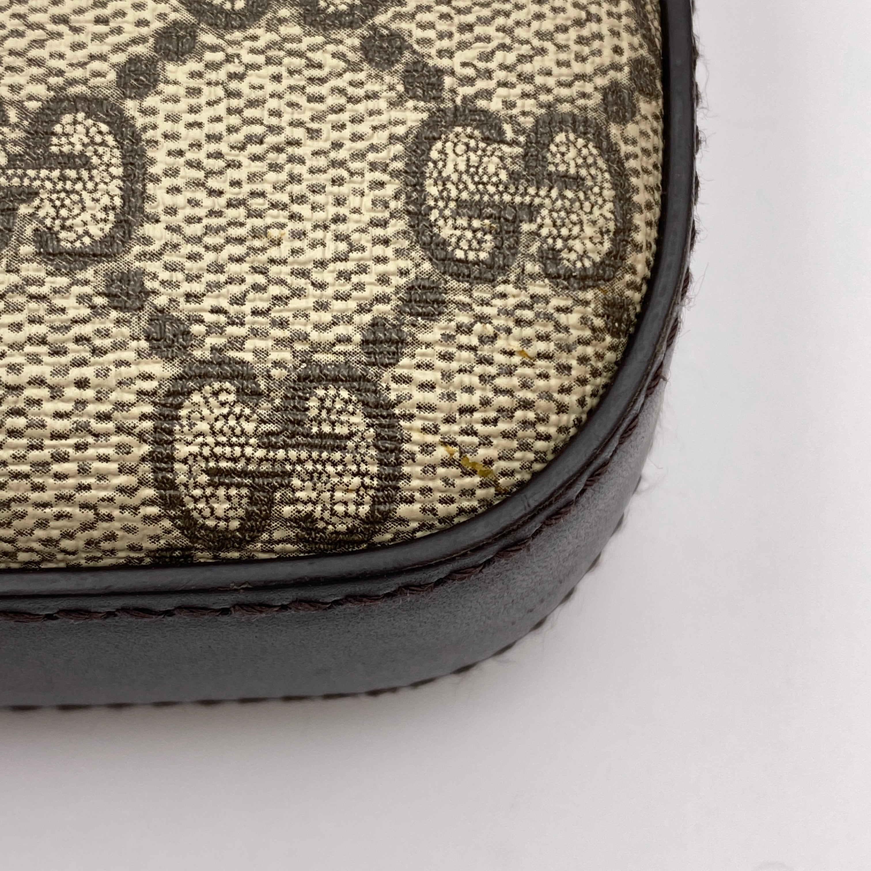 【送料無料】_ GUCCI_(グッチ)_GGスプリームショルダーバッグ _PVCベージュ/ダークブラウン406408_中古品