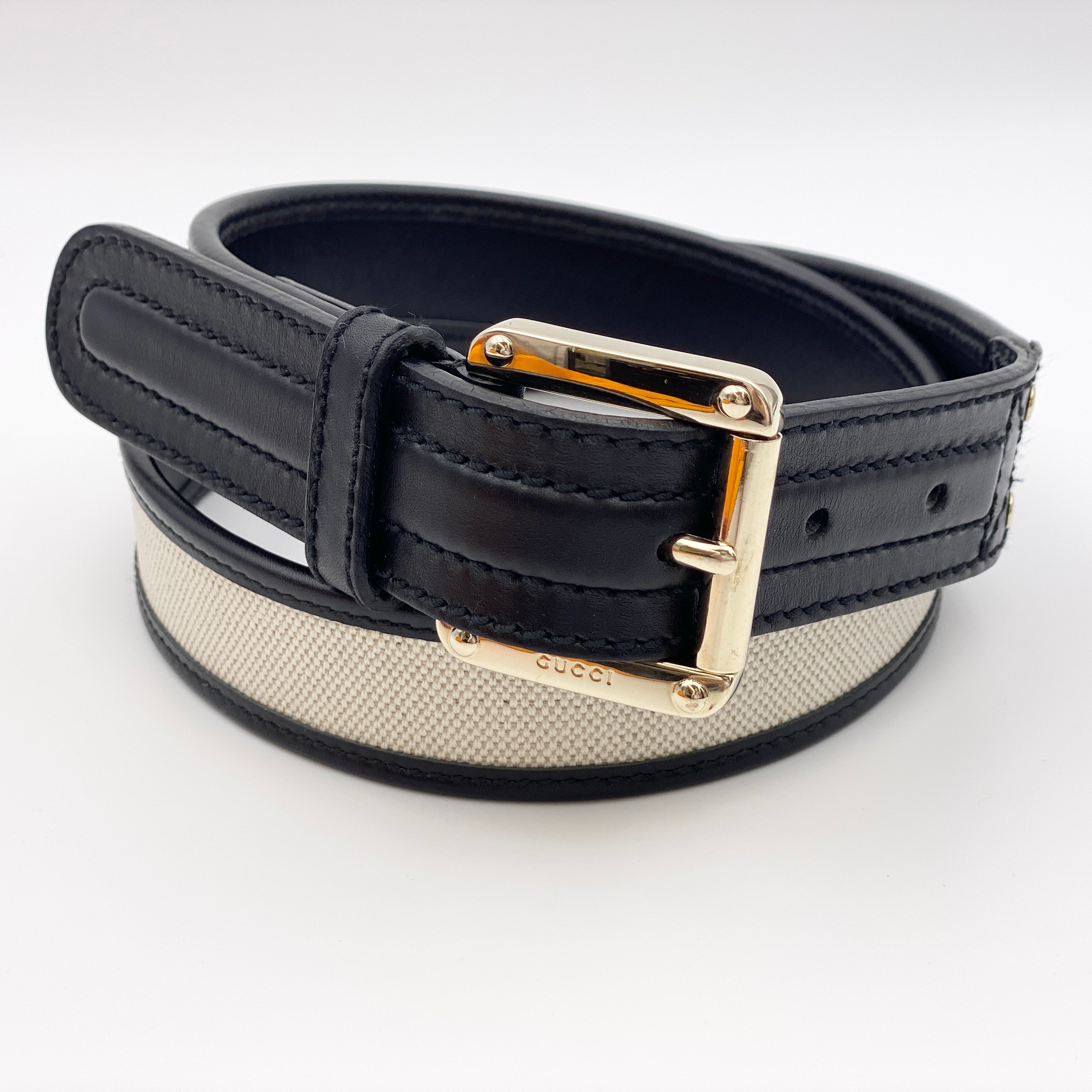 【送料無料】_ GUCCI _(グッチ)_レディス用キャンバスベルト_141742.0959サイズ(80/32)_中古品