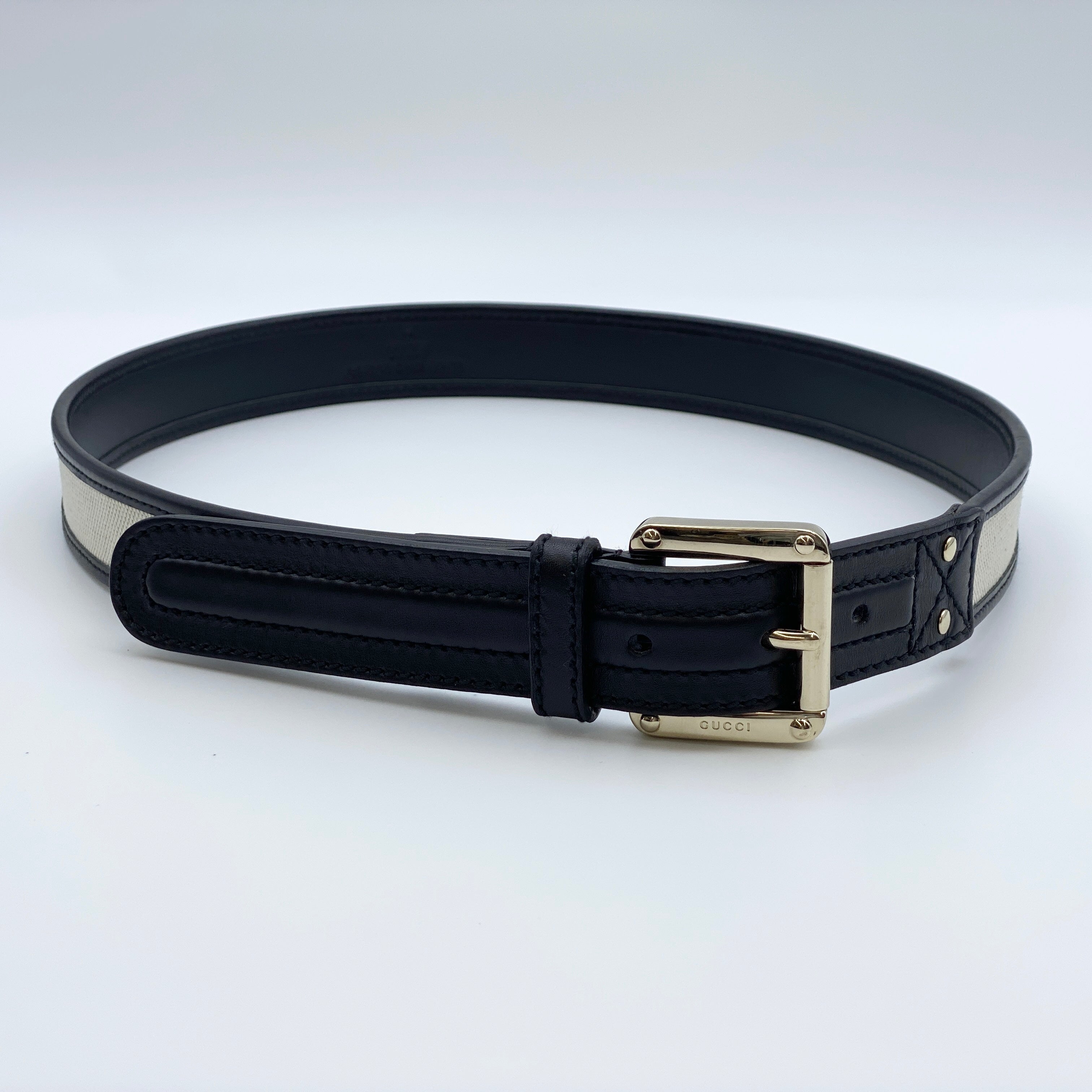 【送料無料】_ GUCCI _(グッチ)_レディス用キャンバスベルト_141742.0959サイズ(80/32)_中古品