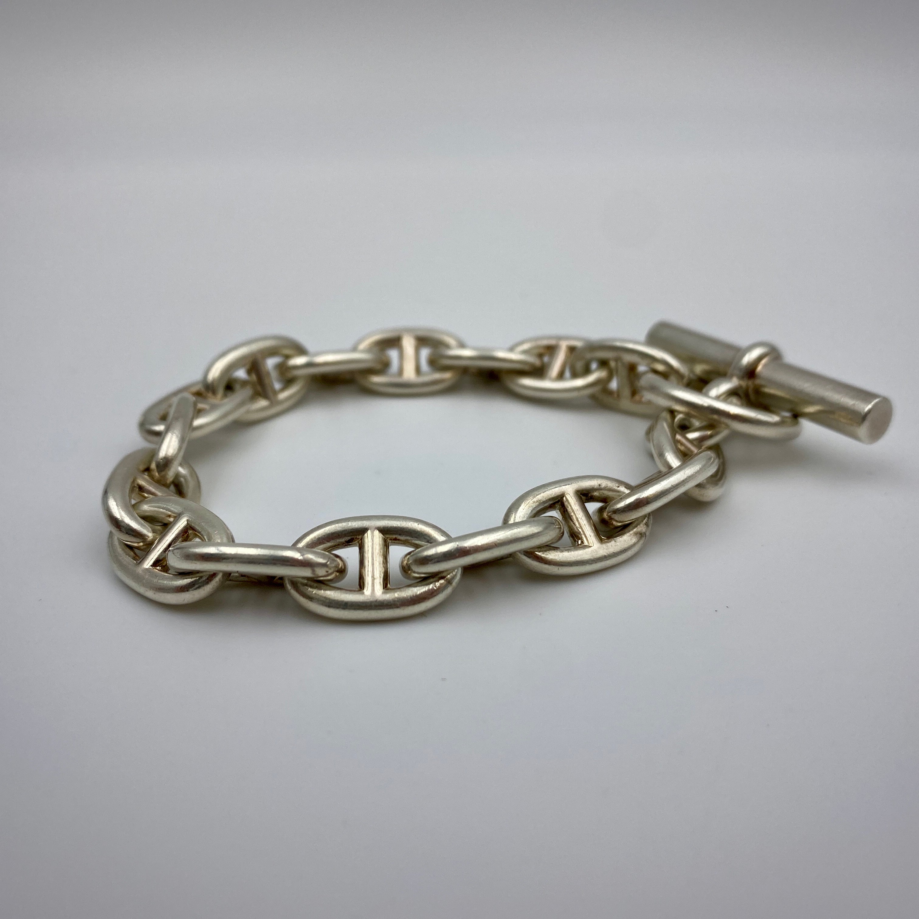 【送料無料】_ HERMES_(エルメス)_シェーヌダンクルMM _16コマ SV925_ブレスレット/バングル _中古品