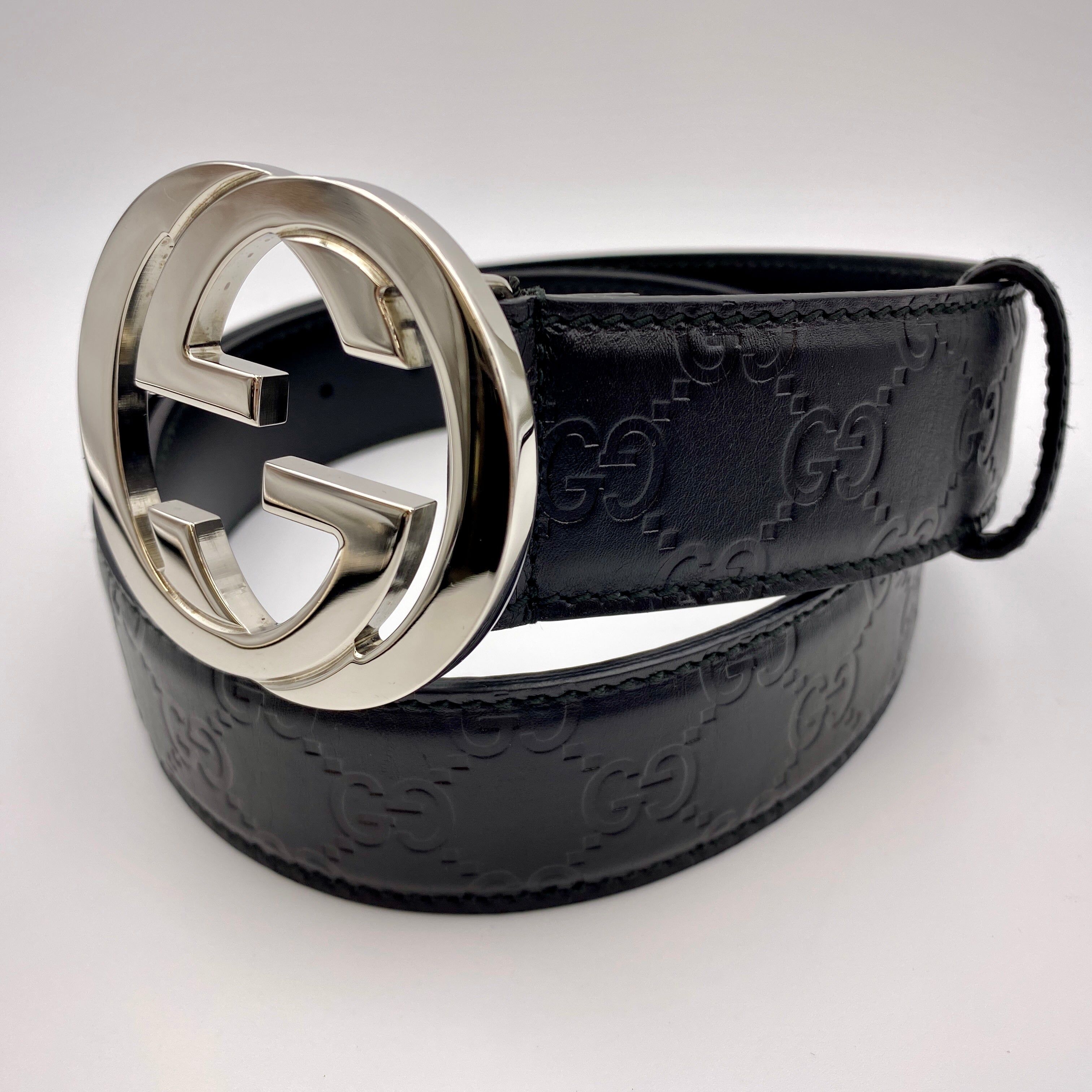 【送料無料】_ GUCCI_(グッチ)_インターロッキングGベルト_ メンズ用114984(34インチ/85cm)_中古品