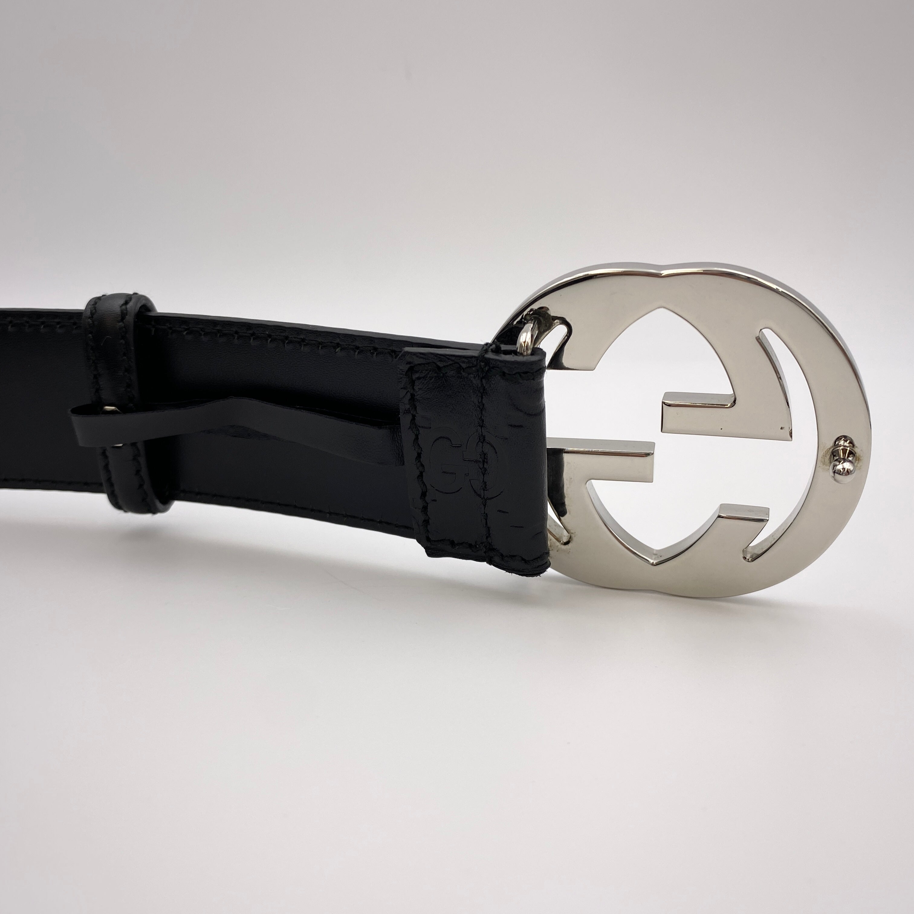 【送料無料】_ GUCCI_(グッチ)_インターロッキングGベルト_ メンズ用114984(34インチ/85cm)_中古品