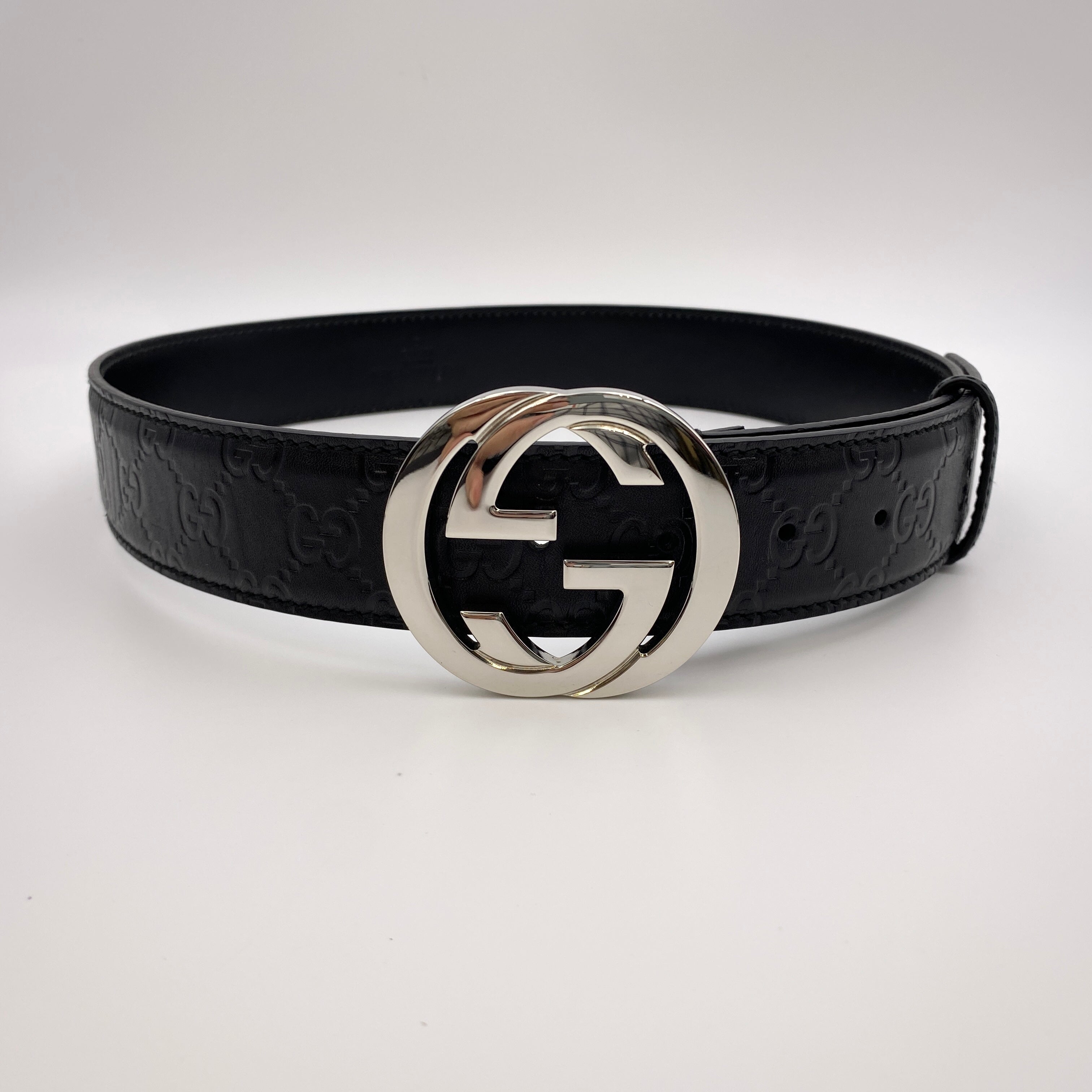 【送料無料】_ GUCCI_(グッチ)_インターロッキングGベルト_ メンズ用114984(34インチ/85cm)_中古品