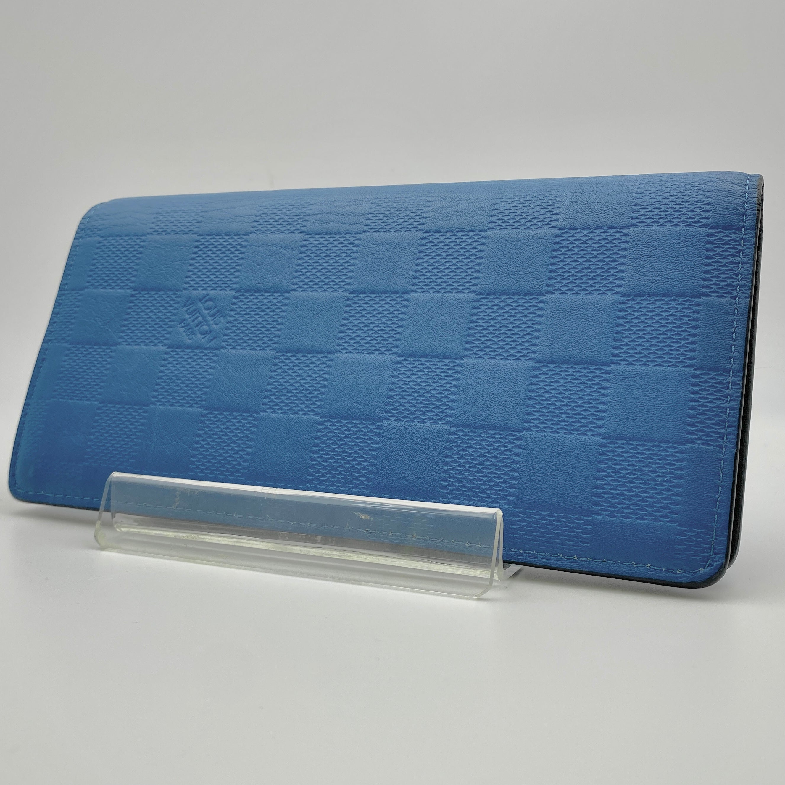 【送料無料】_ LOUIS VUITTON_(ルイヴィトン)_ダミエアンフィニ ポルトフォイユ ブラザ _ 長財布 ネオン ブルー _N60081_ 中古品