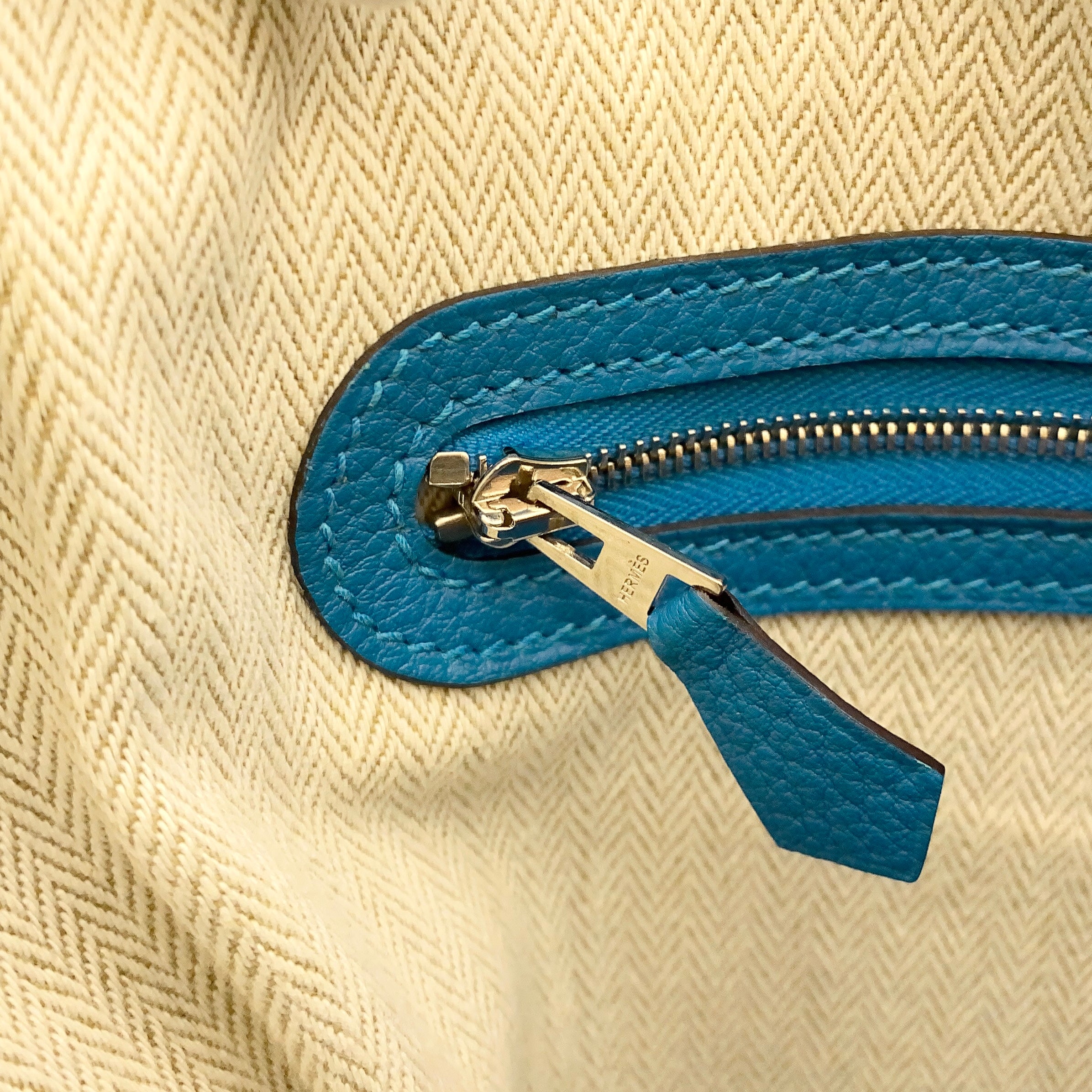 【送料無料】_ HERMES_(エルメス)_ガーデンパーティPM _ネゴンダ/シルバー金具_Z刻印/ブルー系 _中古品