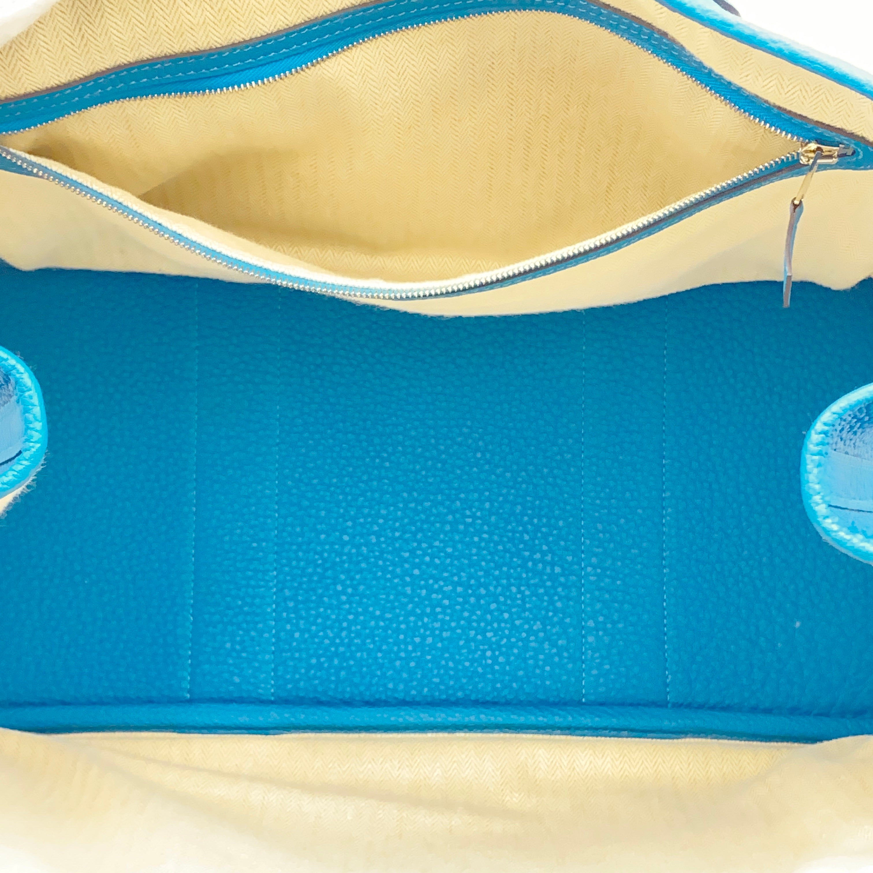 【送料無料】_ HERMES_(エルメス)_ガーデンパーティPM _ネゴンダ/シルバー金具_Z刻印/ブルー系 _中古品