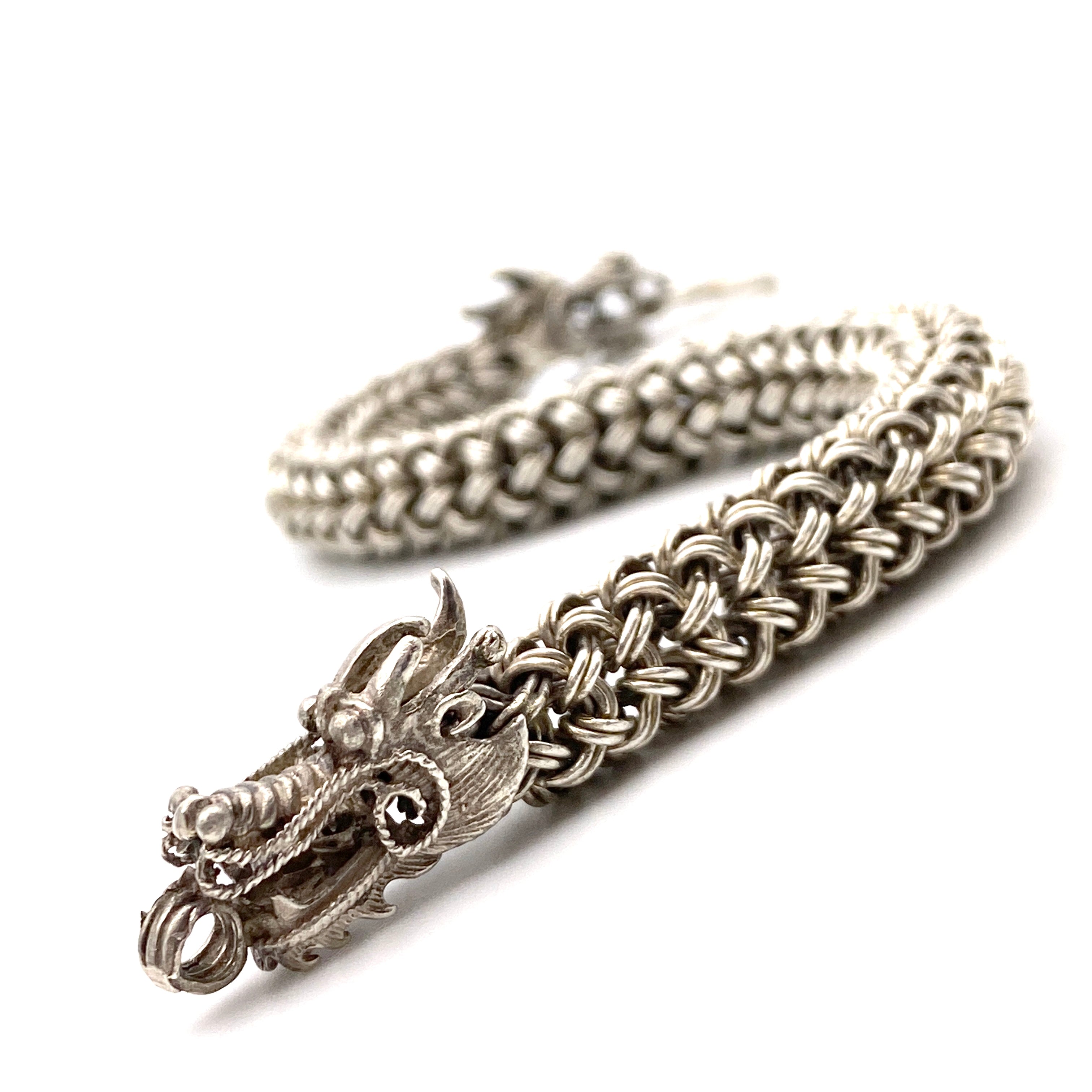 【送料無料】_ ノンブランド_シルバーブレスレット_龍モチーフSV925/58g_中古品