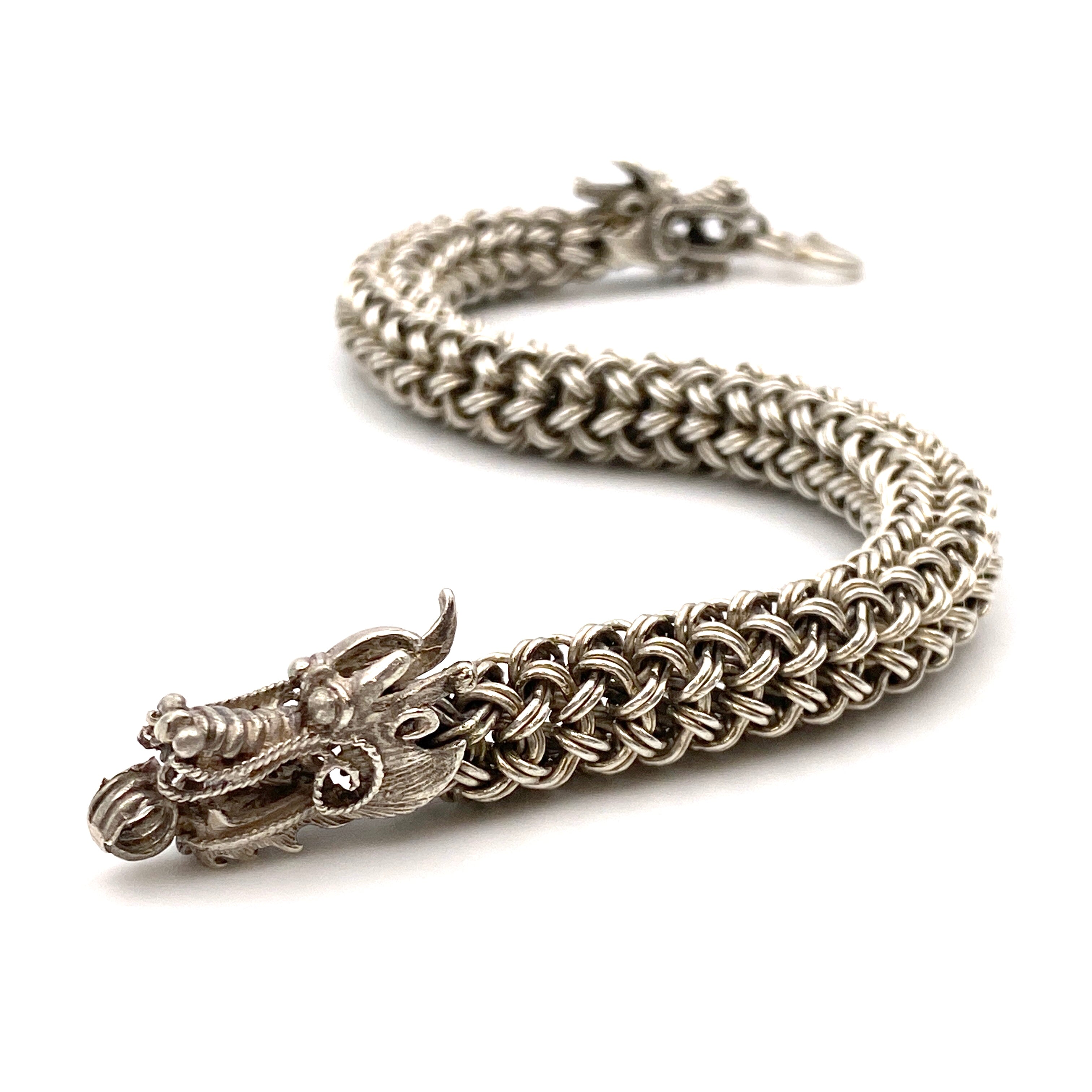 【送料無料】_ ノンブランド_シルバーブレスレット_龍モチーフSV925/58g_中古品