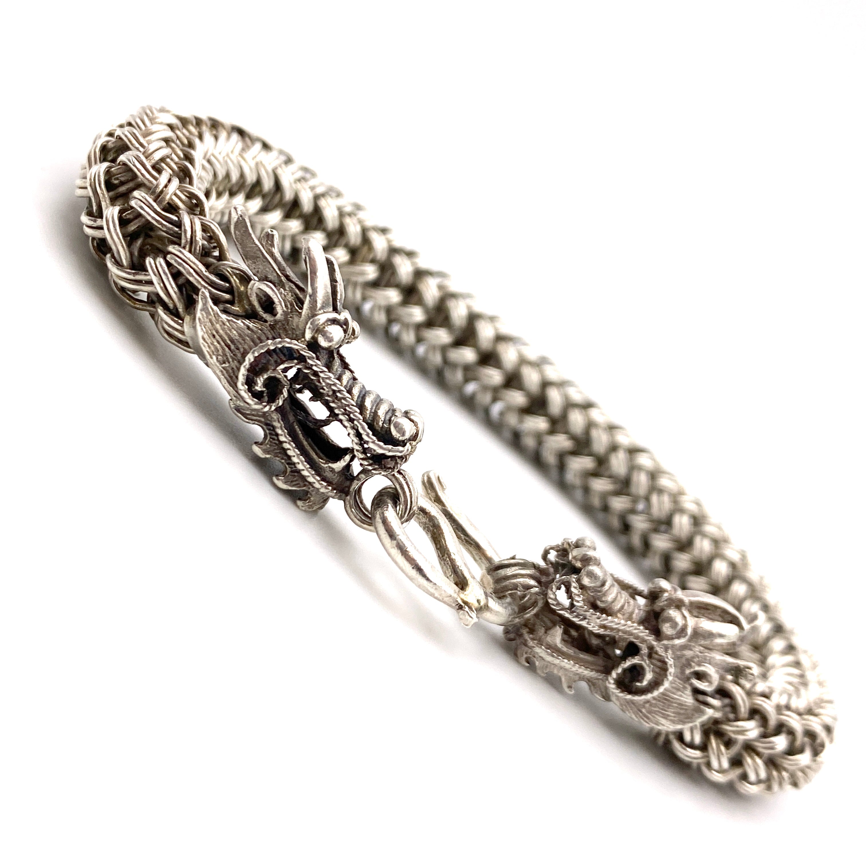 【送料無料】_ ノンブランド_シルバーブレスレット_龍モチーフSV925/58g_中古品