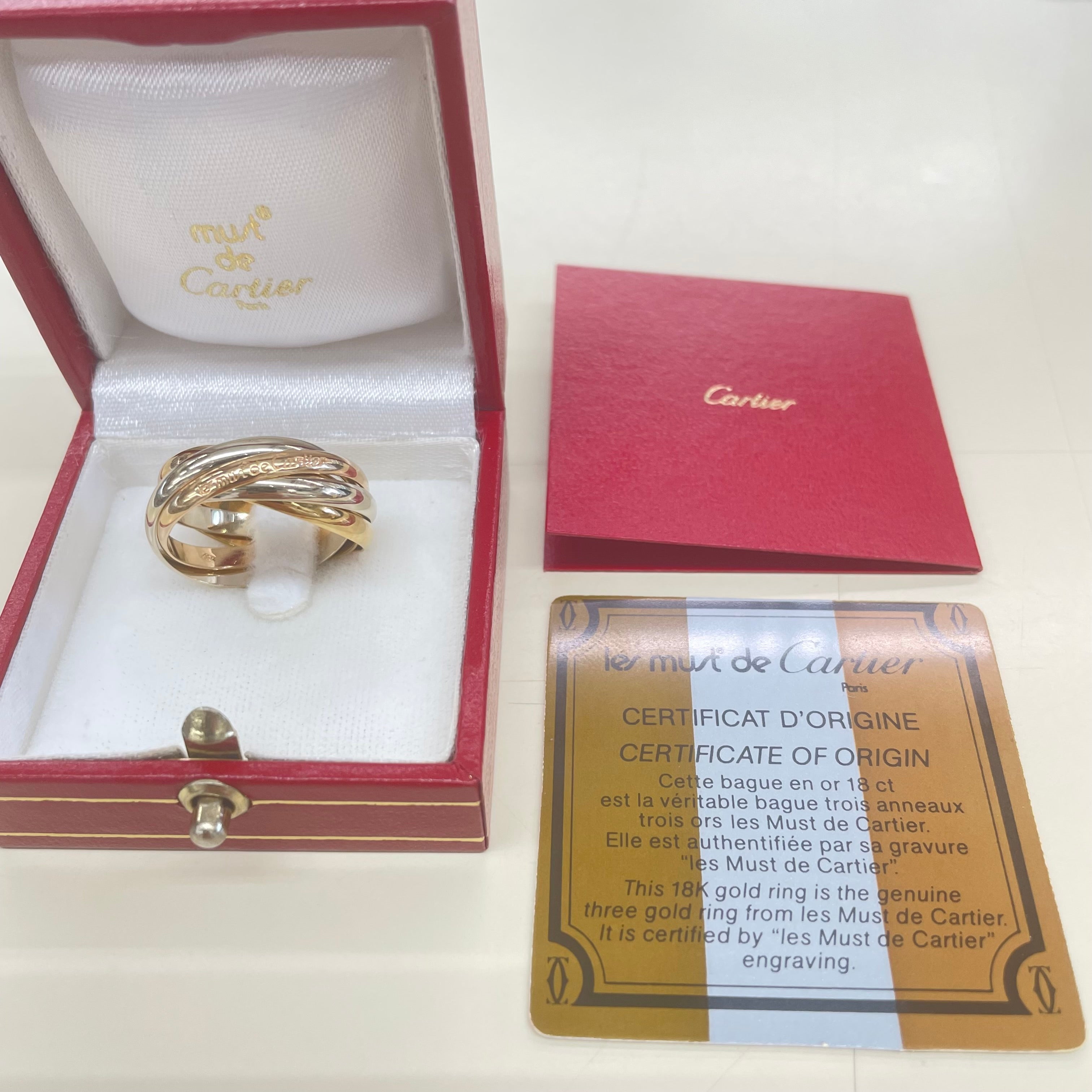 【送料無料】_Cartier_(カルティエ)_トリニティ(K18YG/PG/WG)_5連リング #58_中古品