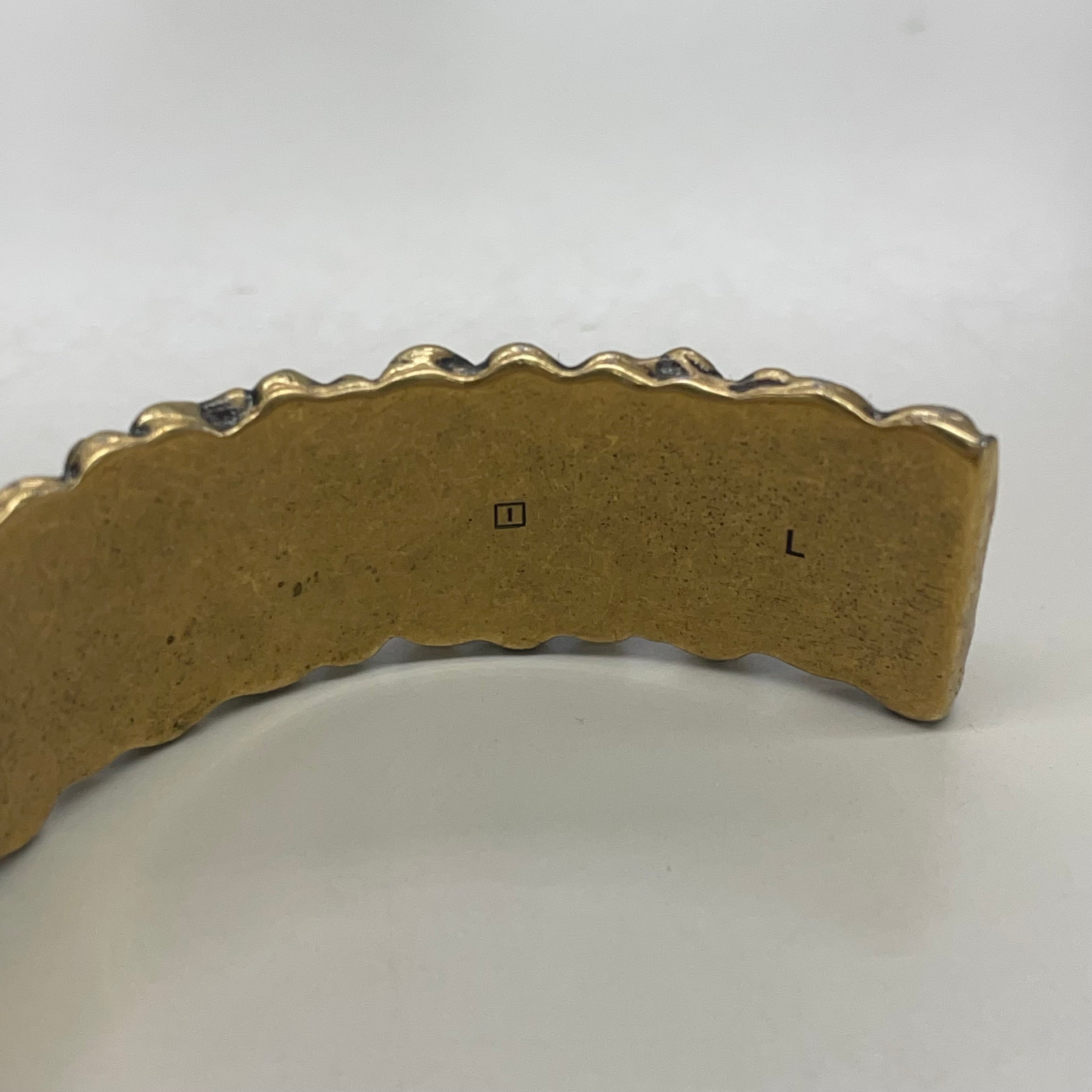 GUCCI_(グッチ)_ライオンたてがみバングル_クリスタル付き Lサイズ_中古品