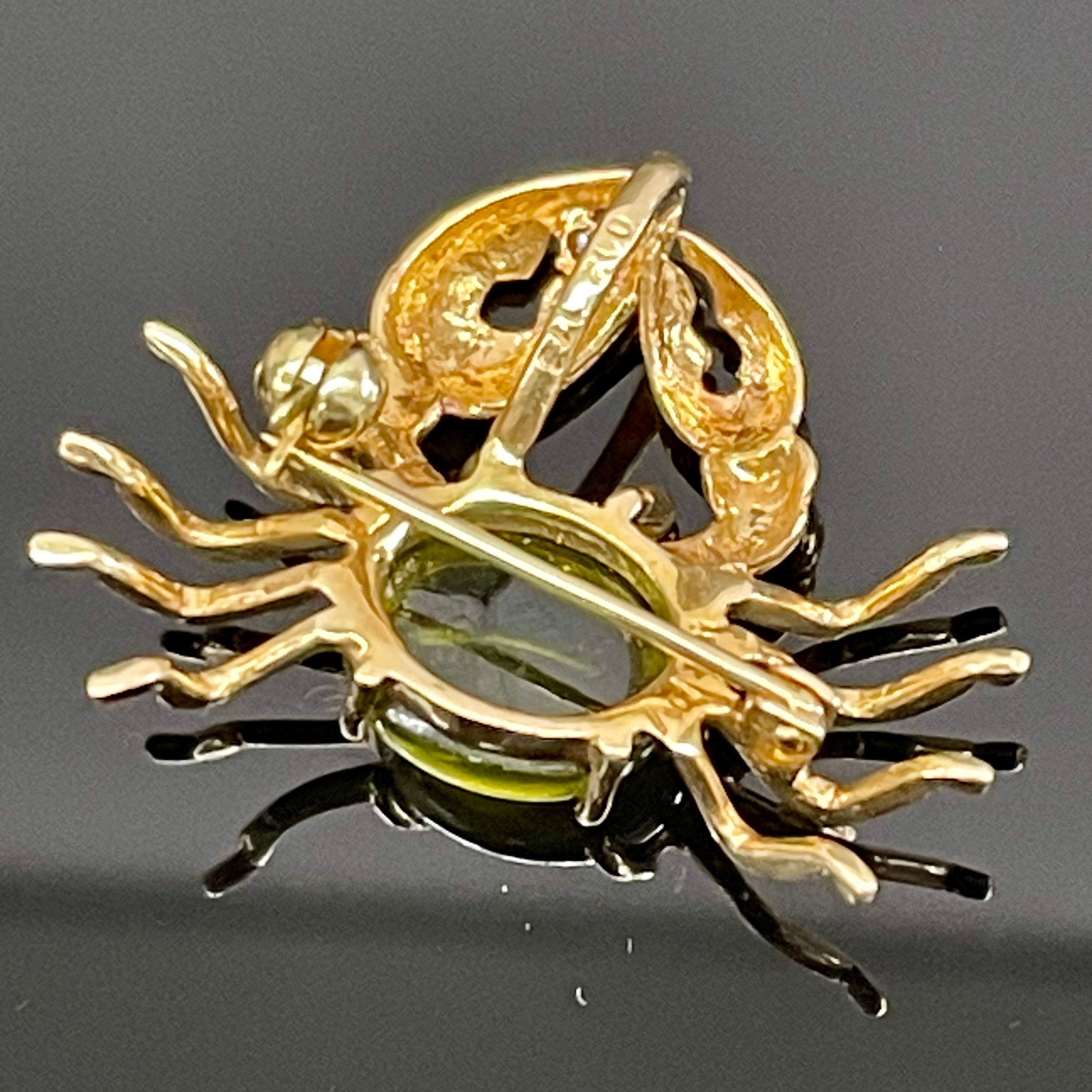 【送料無料】_Ponte Vecchio _(ポンテベキオ) _ カニモチーフ K18YG (PDペリドット) _ペンダントトップ/ブローチ _中古品