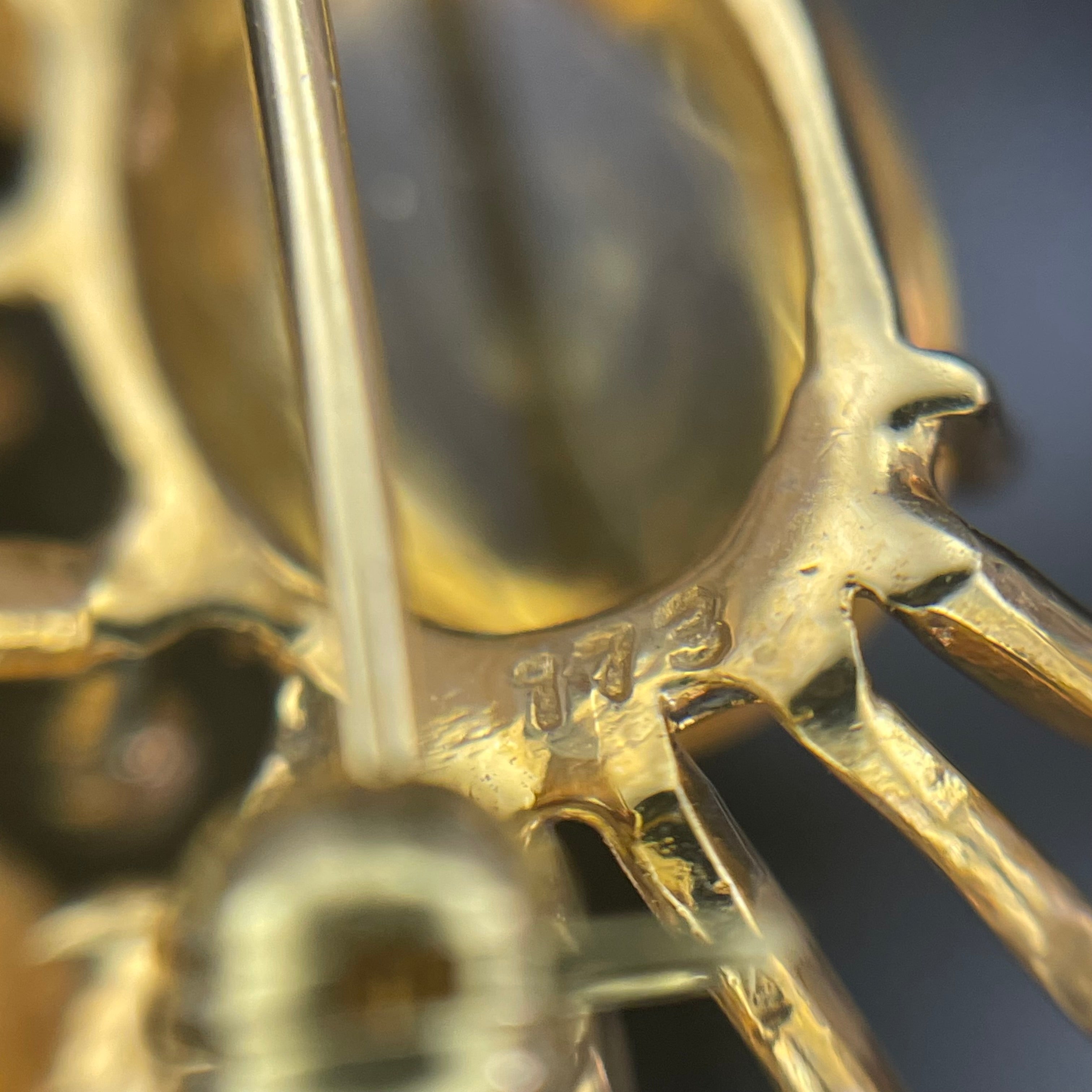 【送料無料】_Ponte Vecchio _(ポンテベキオ) _ カニモチーフ K18YG (シトリン) _ペンダントトップ/ブローチ _中古品