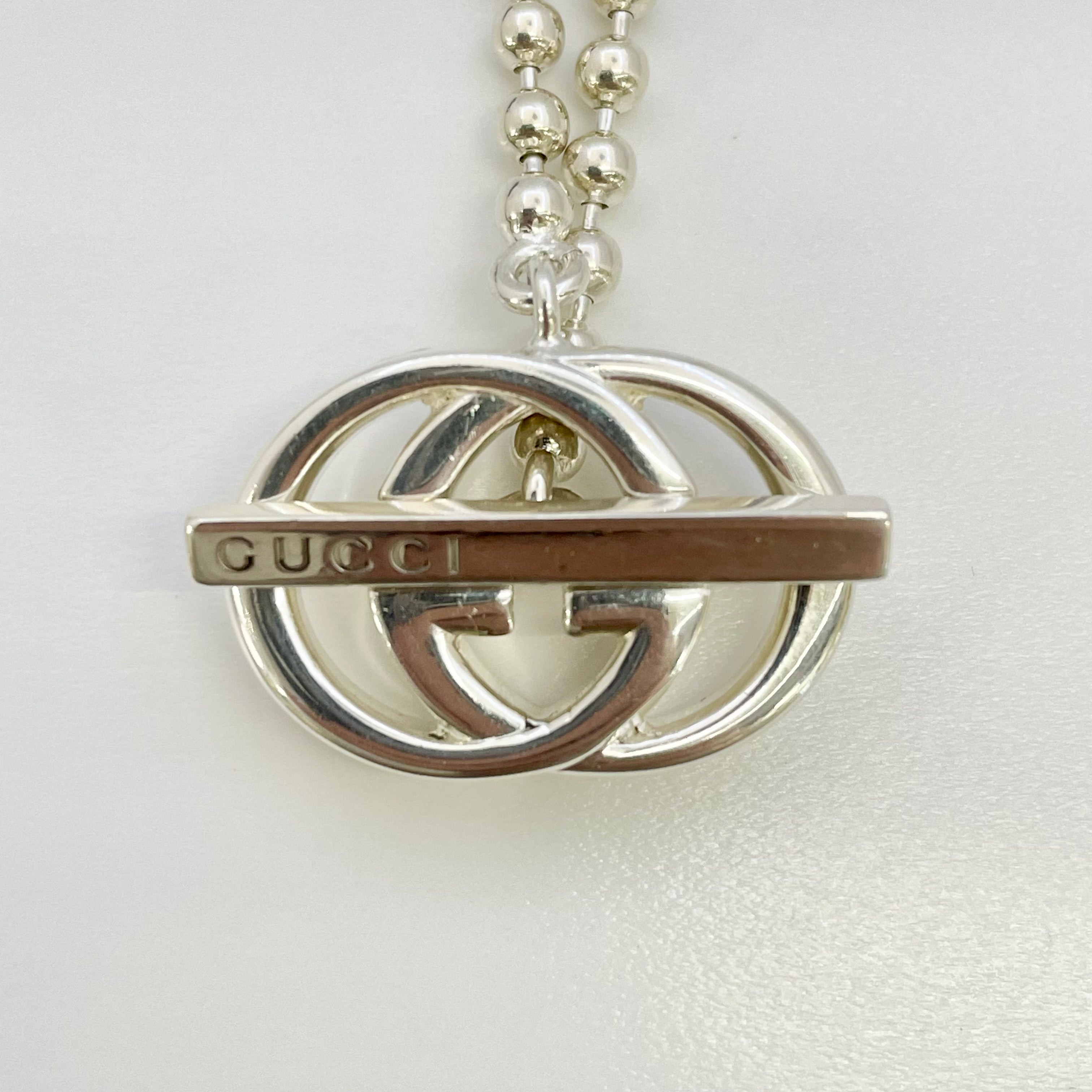 GUCCI_ダブルGインターロッキング_ボールチェーンネックレス_216435_中古品