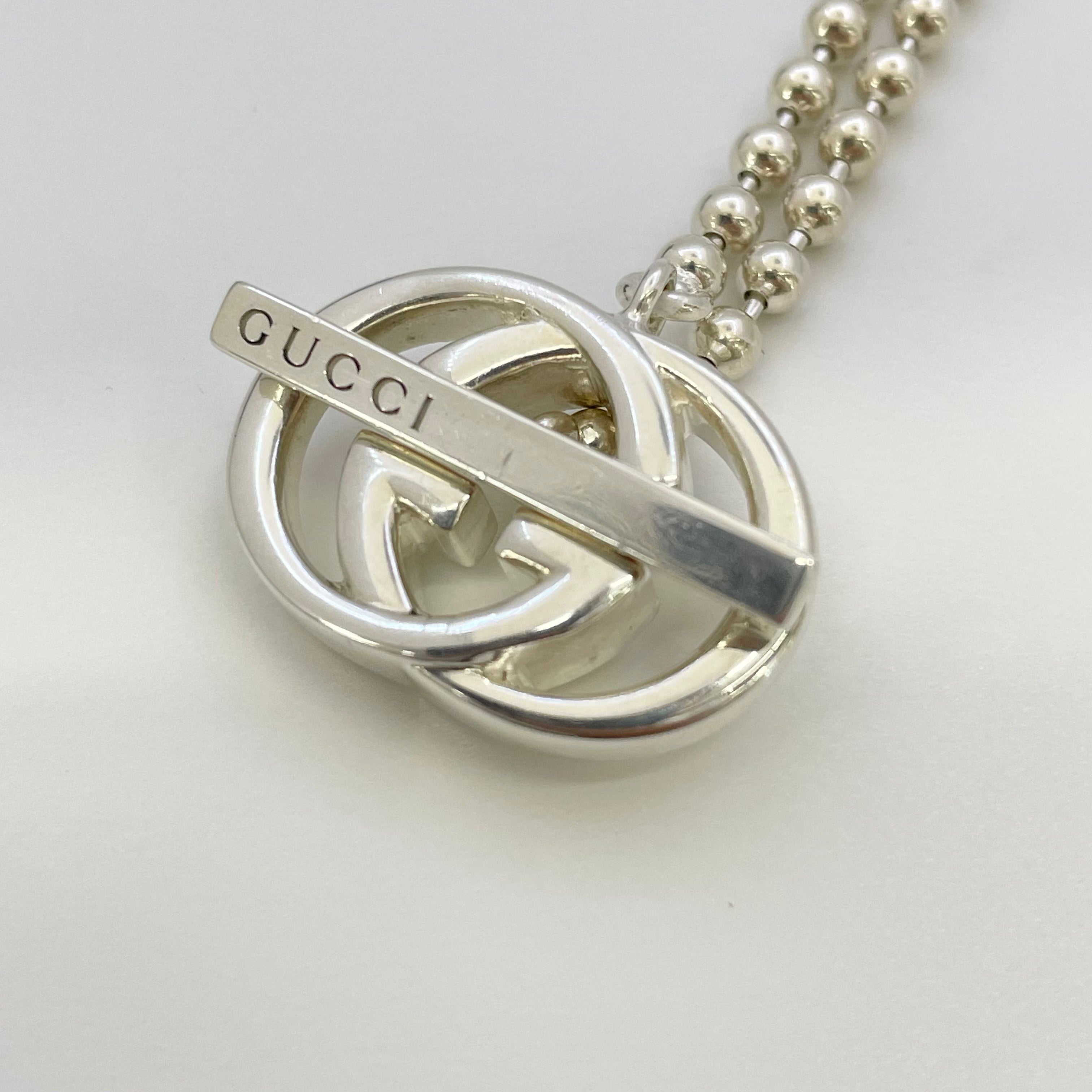 GUCCI_ダブルGインターロッキング_ボールチェーンネックレス_216435_中古品