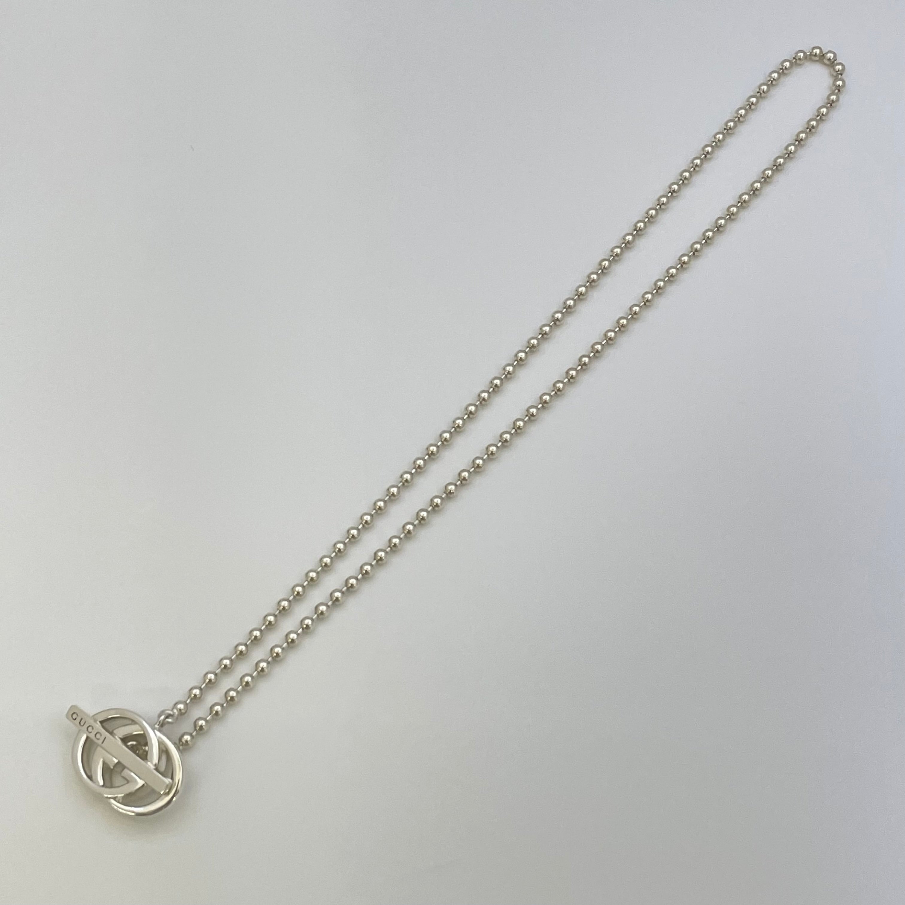 GUCCI_ダブルGインターロッキング_ボールチェーンネックレス_216435_中古品