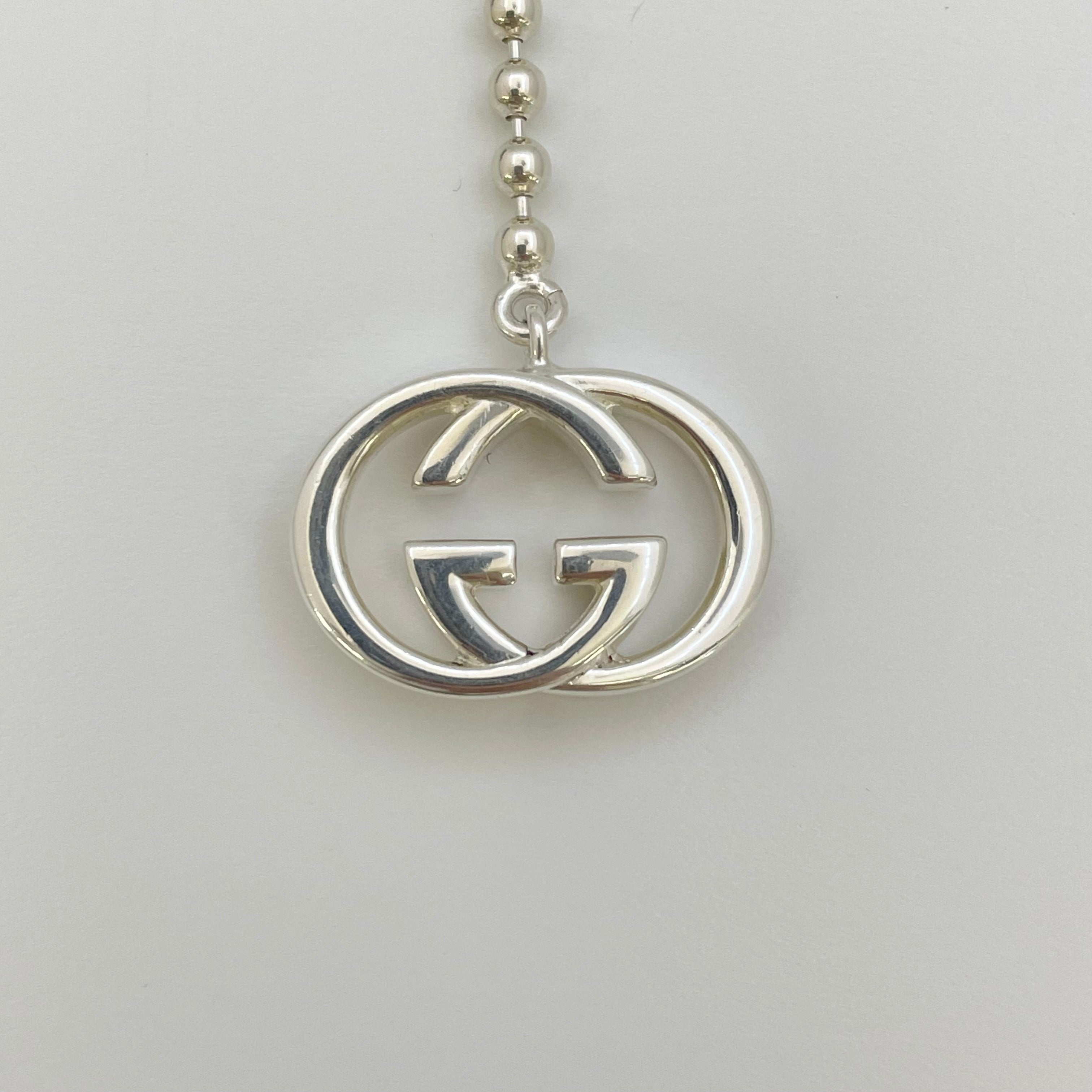 GUCCI_ダブルGインターロッキング_ボールチェーンネックレス_216435_中古品