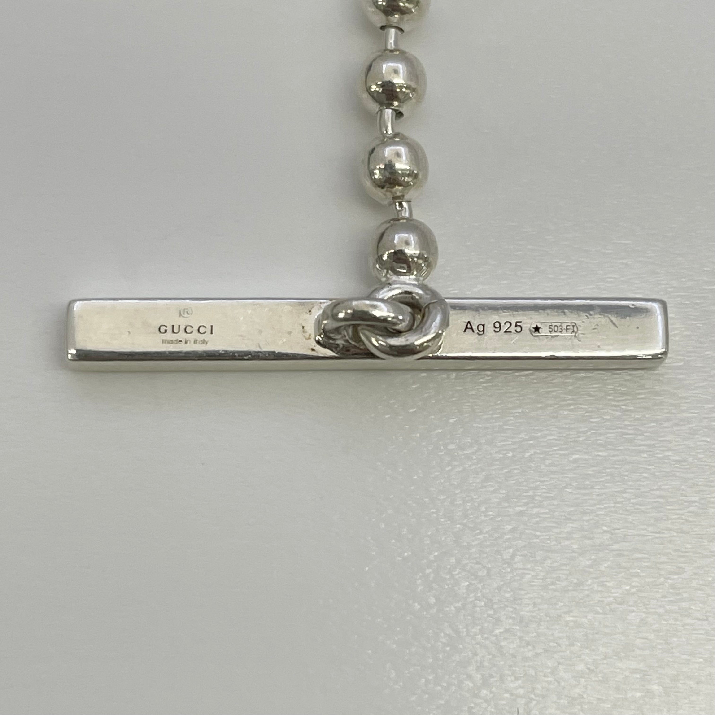 GUCCI_ダブルGインターロッキング_ボールチェーンネックレス_216435_中古品