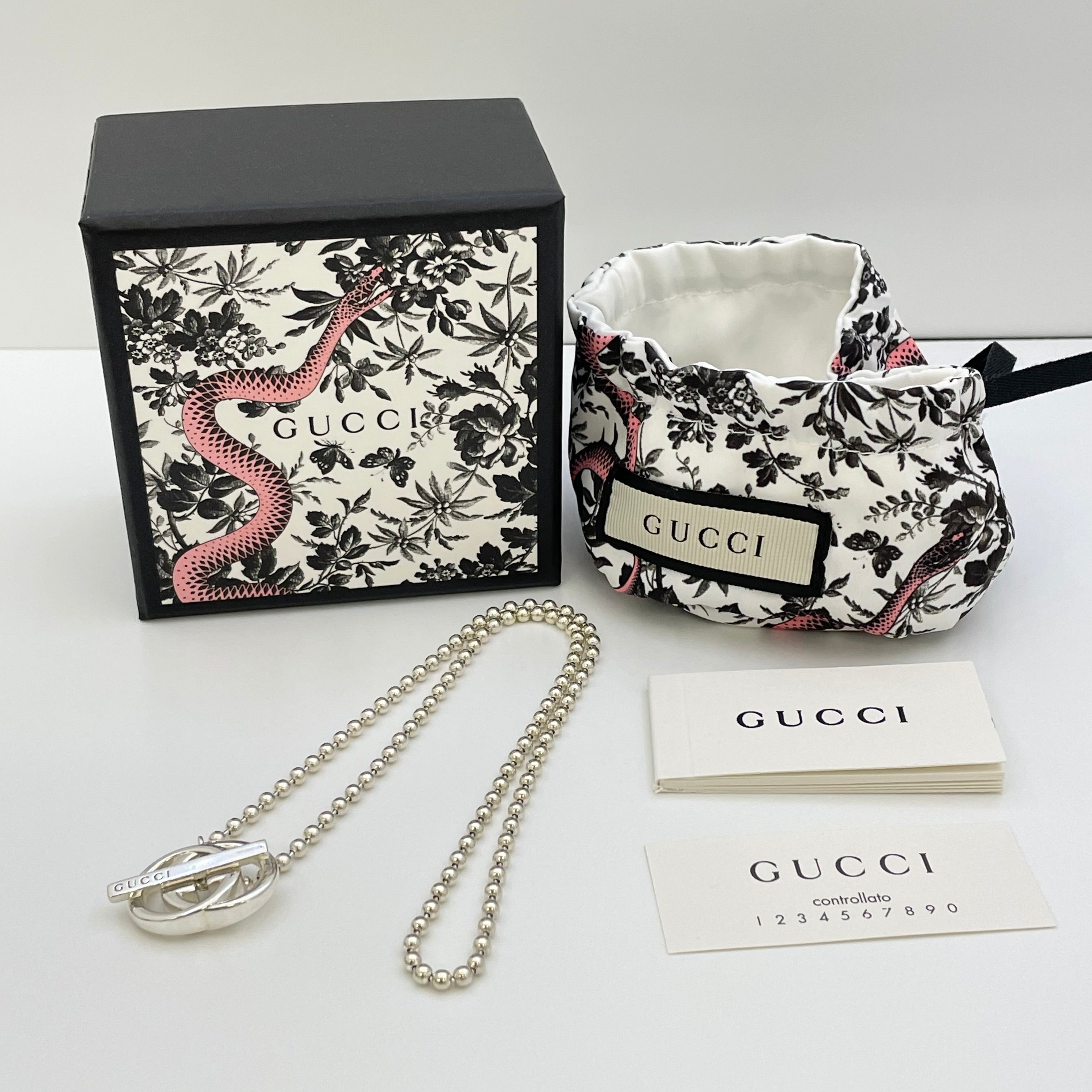 GUCCI_ダブルGインターロッキング_ボールチェーンネックレス_216435_中古品