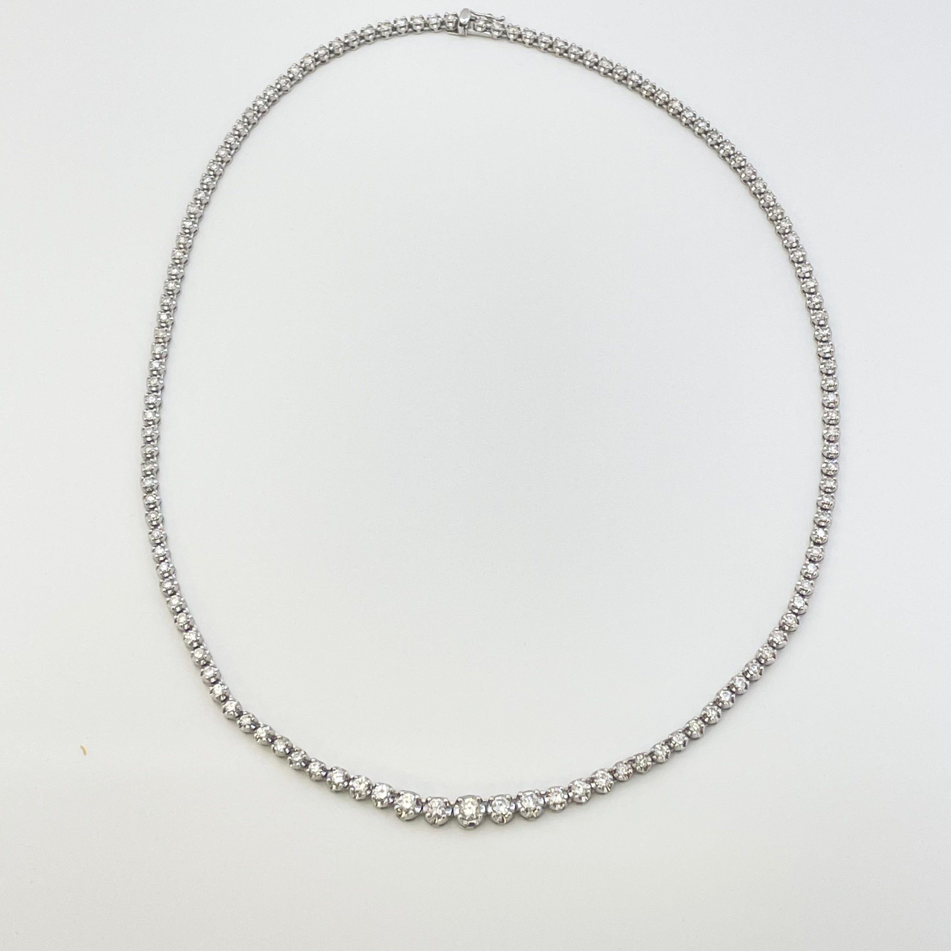 【送料無料】_ ノンブランド_テニスネックレス_Pt850/FD5.0ct/30.8g_中古品